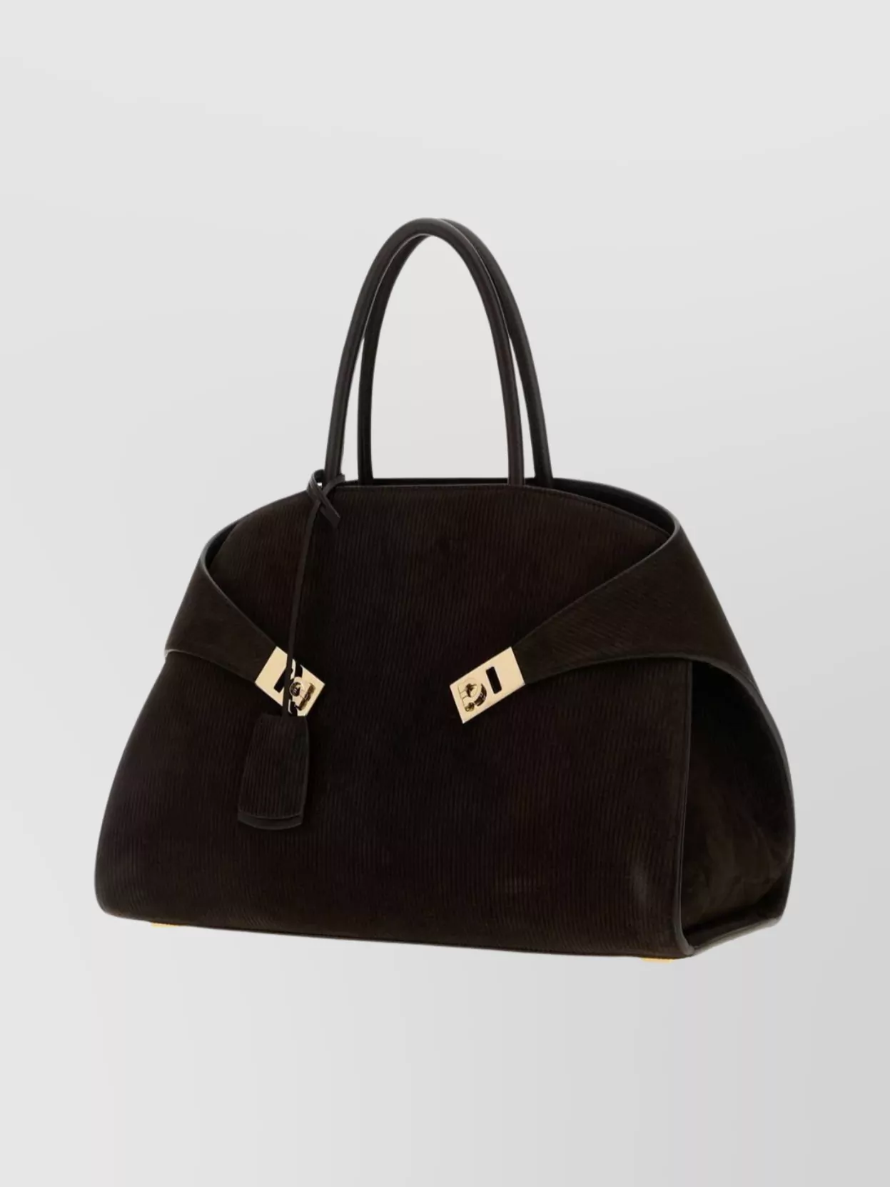 Ferragamo Dark Brown Suede Medium Hug Handbag
