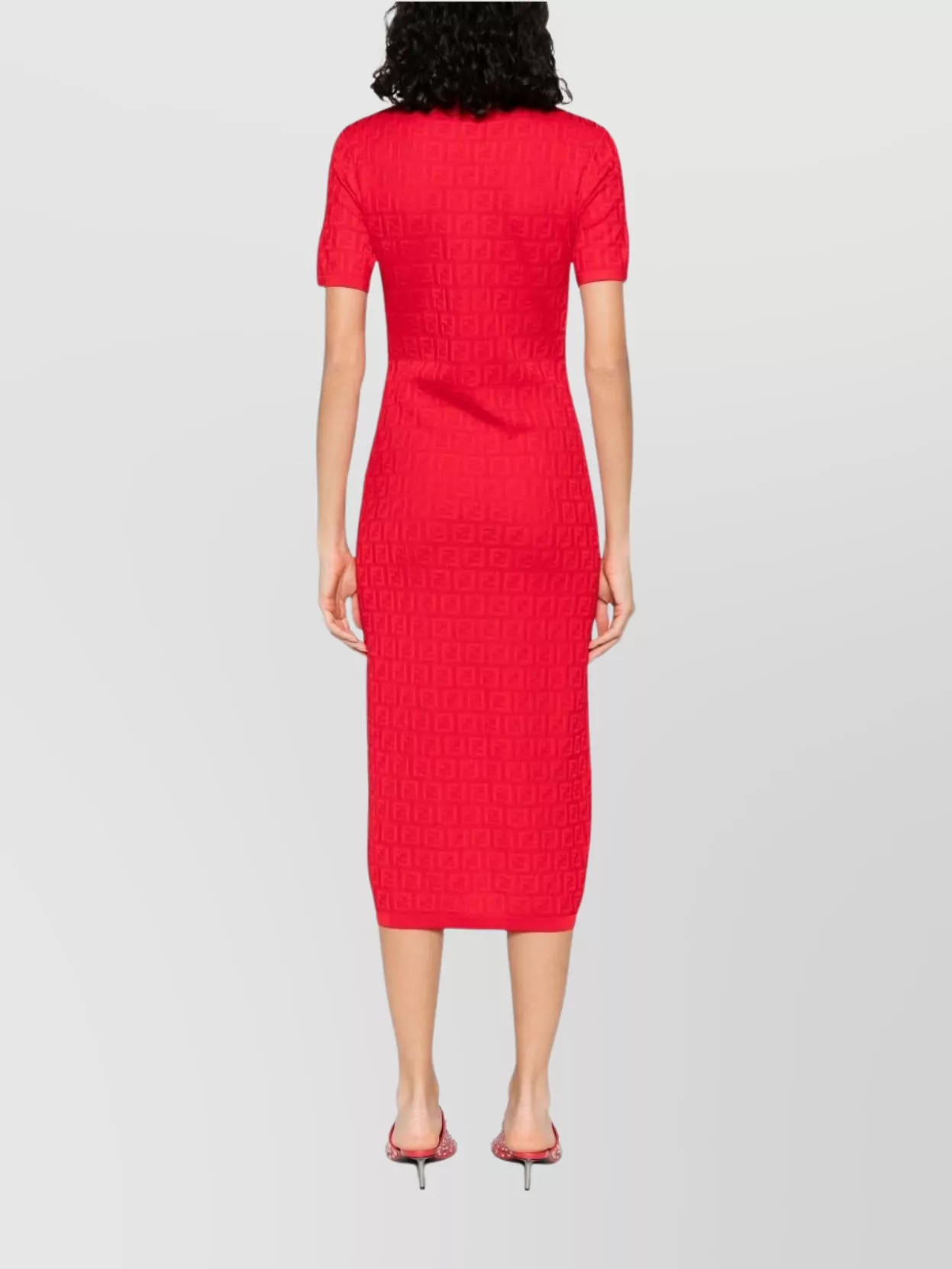 Fendi Crew Neck Knee-Length Dress With Textured Pattern