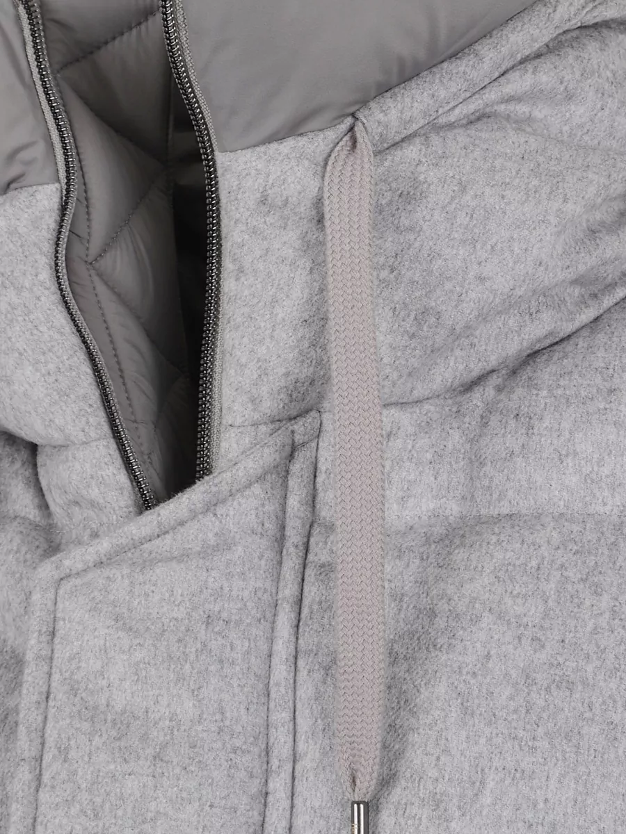 Herno Long Hooded Jacket High Collar Quilted