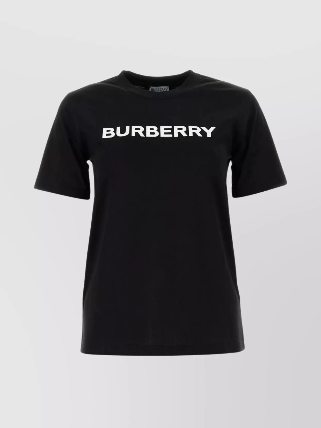 Shop Burberry Ribbed Crew-neck Cotton T-shirt With Straight Hem In Black