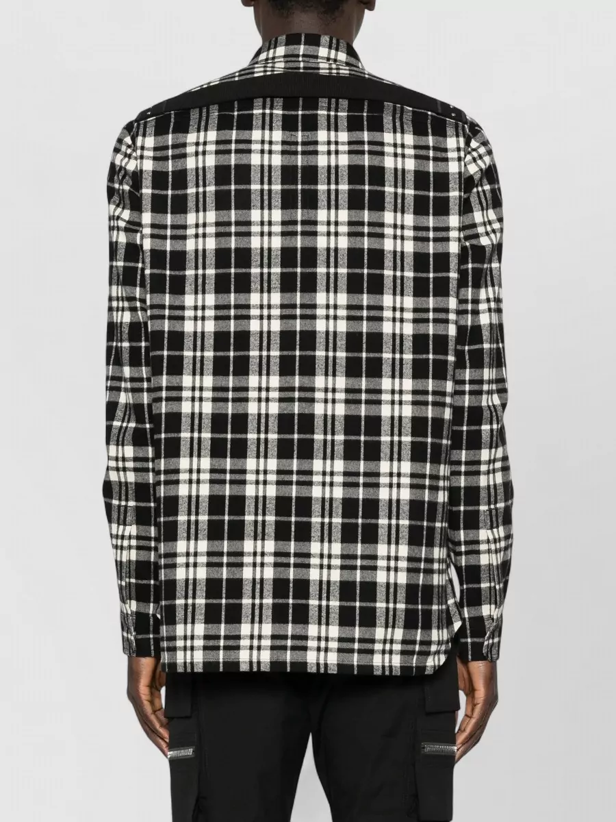 Rick Owens Plaid Long Sleeve Shirt Button Collar Pockets