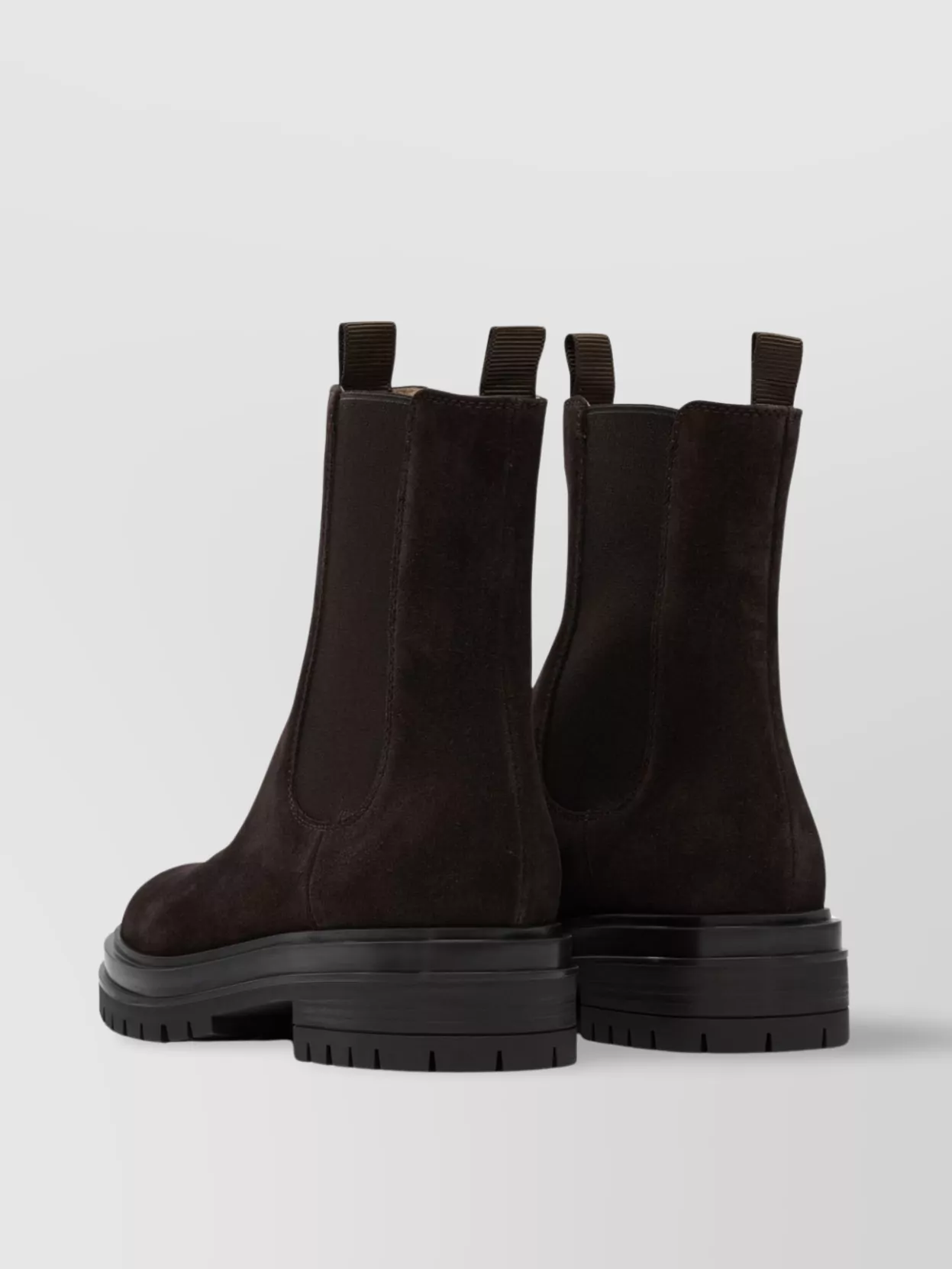 Gianvito Rossi Chunky Sole Suede Ankle Boots With Elastic Panels In Brown