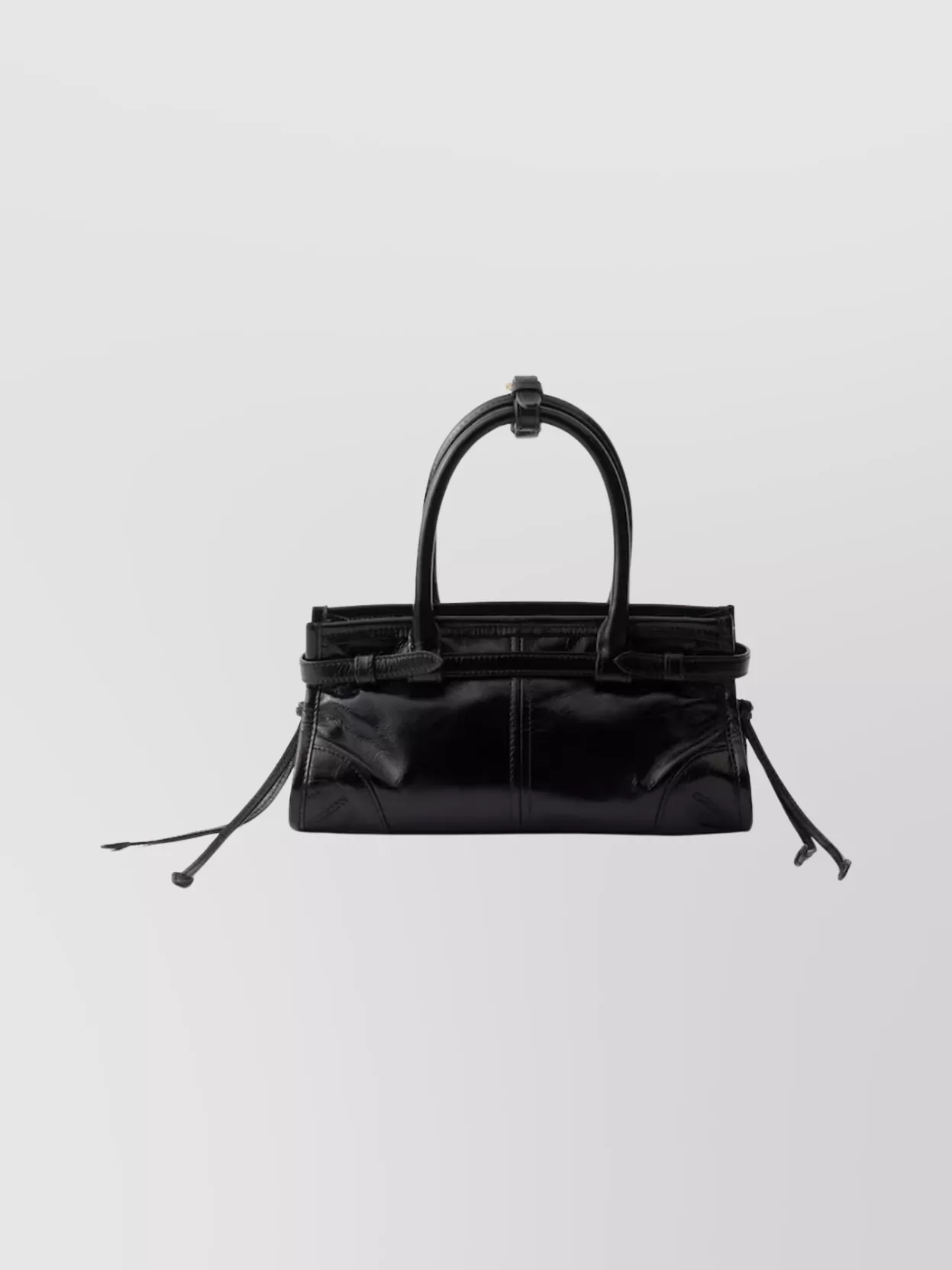 Prada Handheld Clutch With Buckle And Drawstring In Black