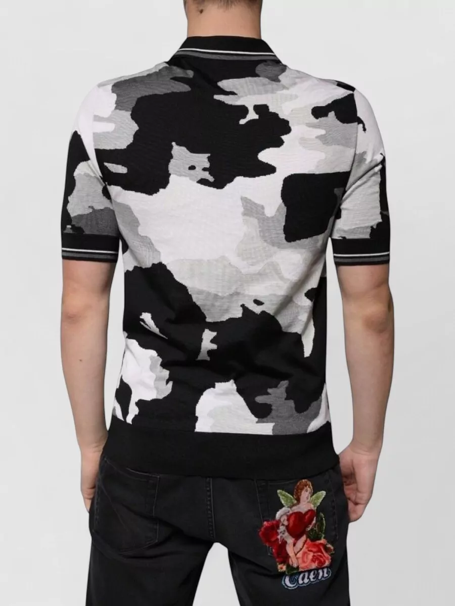 Dolce&Gabbana Silk Camouflage Short-Sleeve Polo Shirt