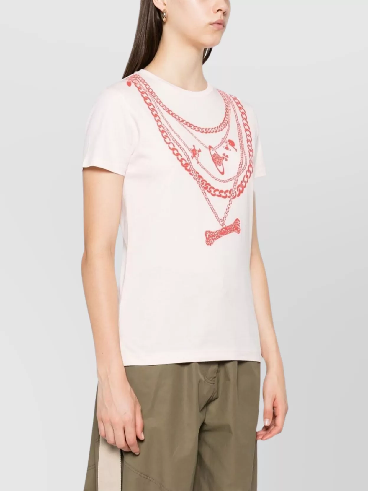 Vivienne Westwood Sleeve Chain Print Crew Neck Top In Pink