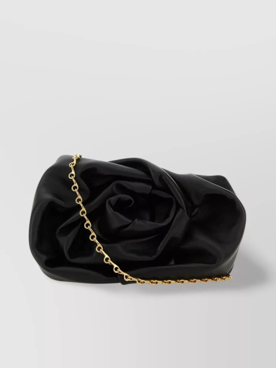 Burberry Rose Embellishment Nappa Leather Clutch In Black