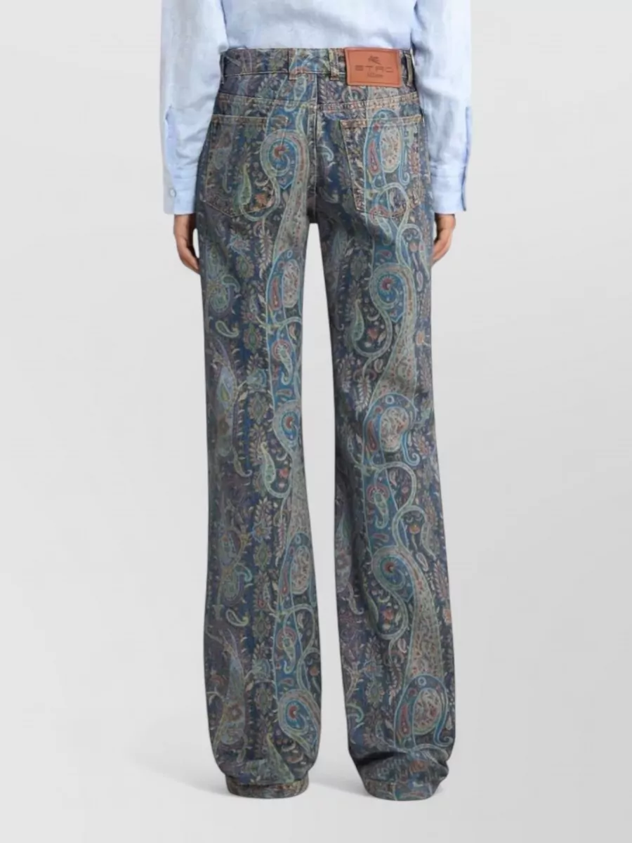 Etro Paisley Floral-Print Flared Jeans