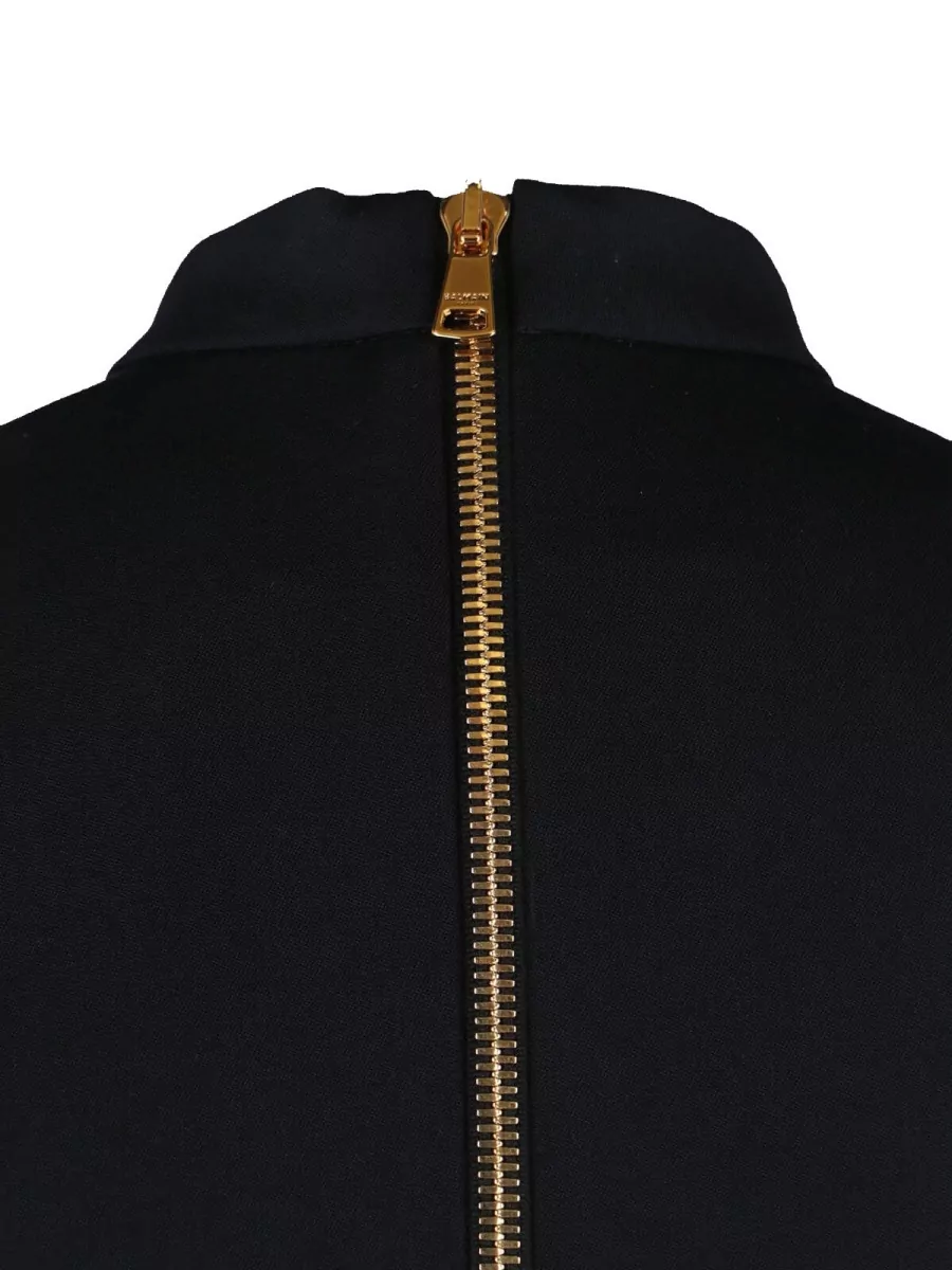 Balmain Knee Length Dress Pleated Skirt Buckle