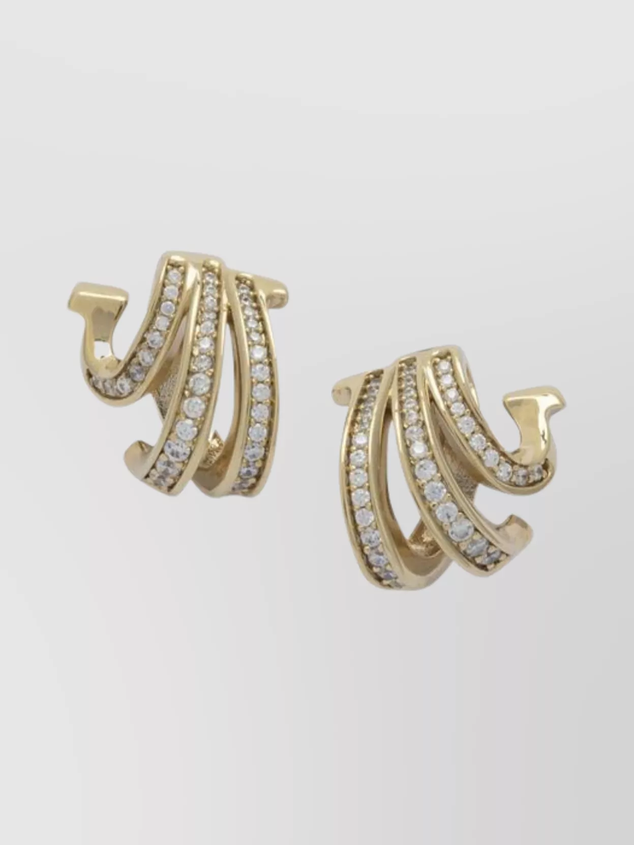 Ferragamo Curved Gemstone Embellished Gancini Earrings In Gold