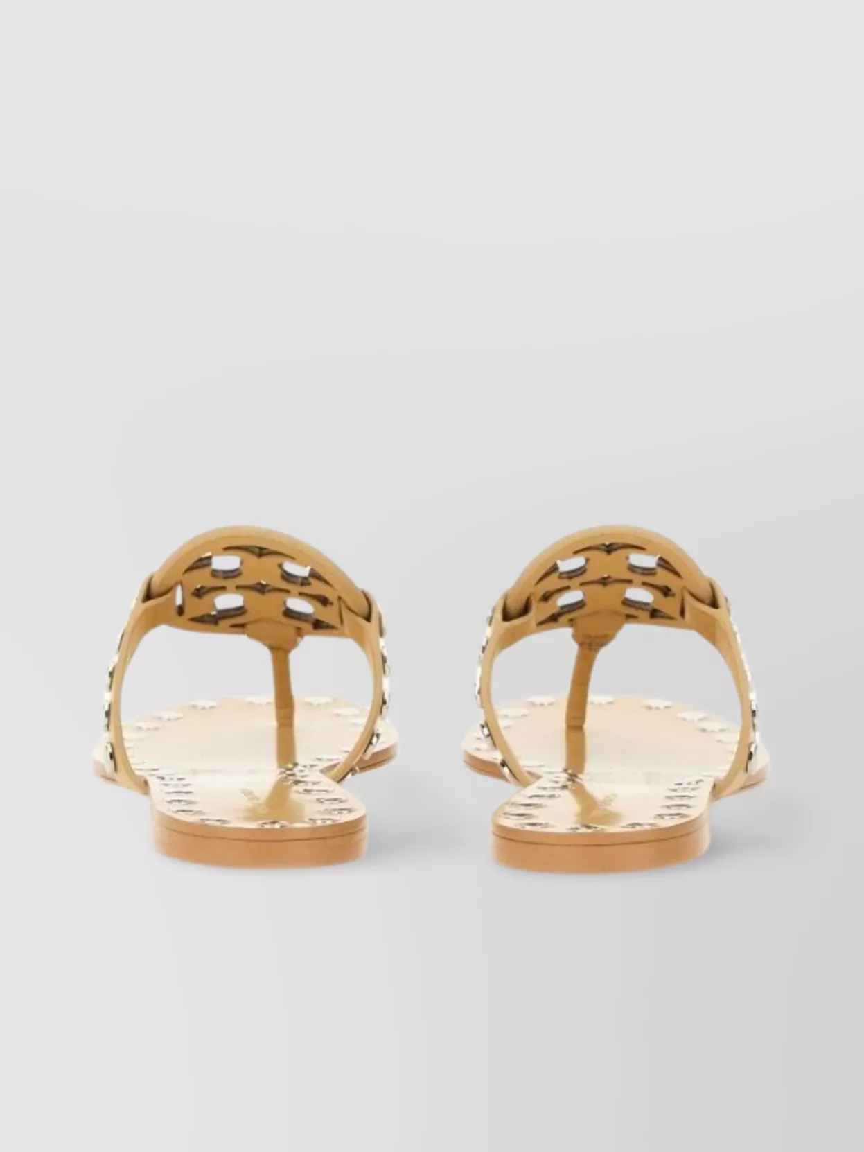 Tory Burch Studded Cut-out Flat Sole Sandals In Neutral