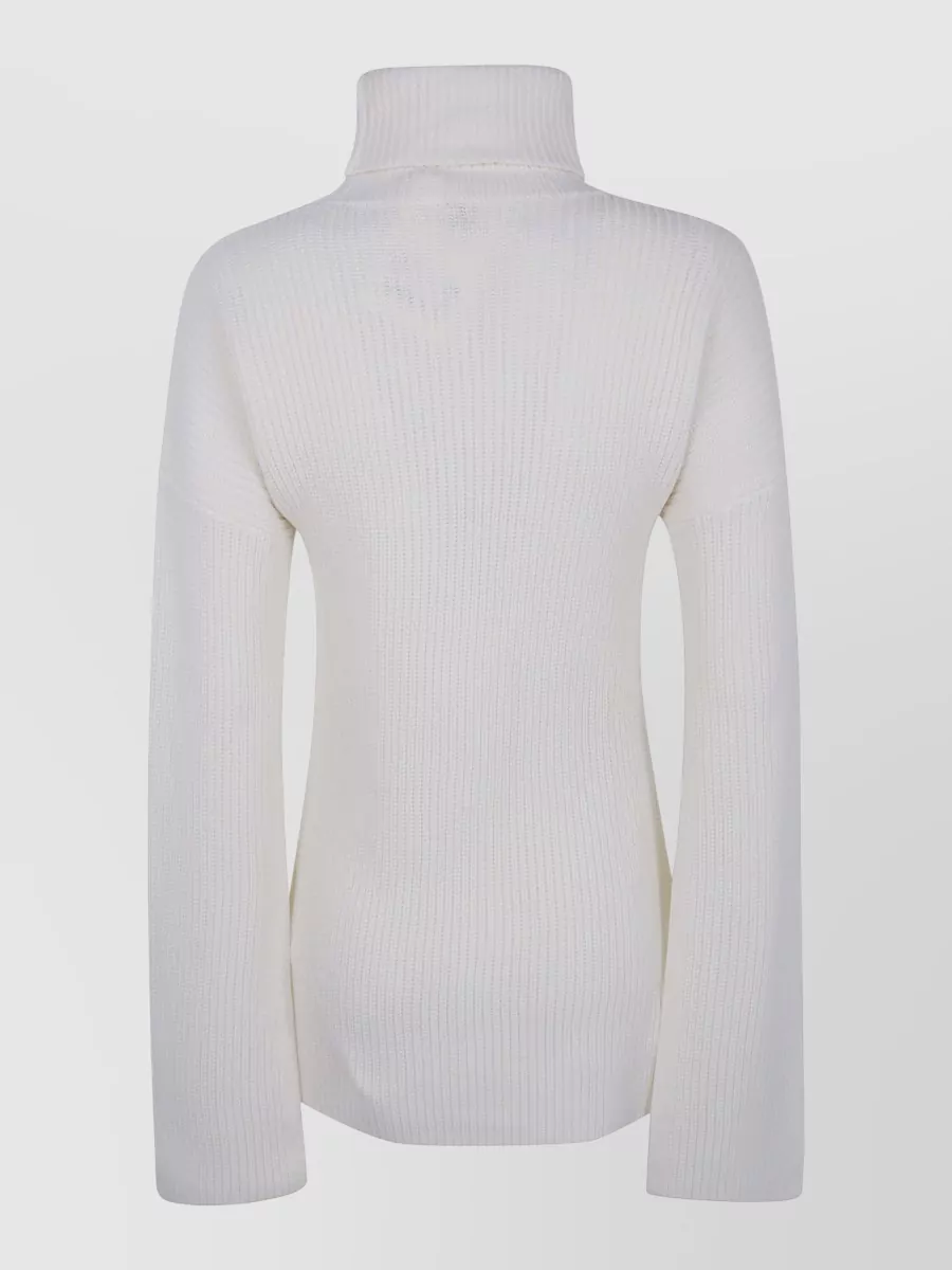 Totême Wool Ribbed High-Neck Slit-Sleeve Sweater