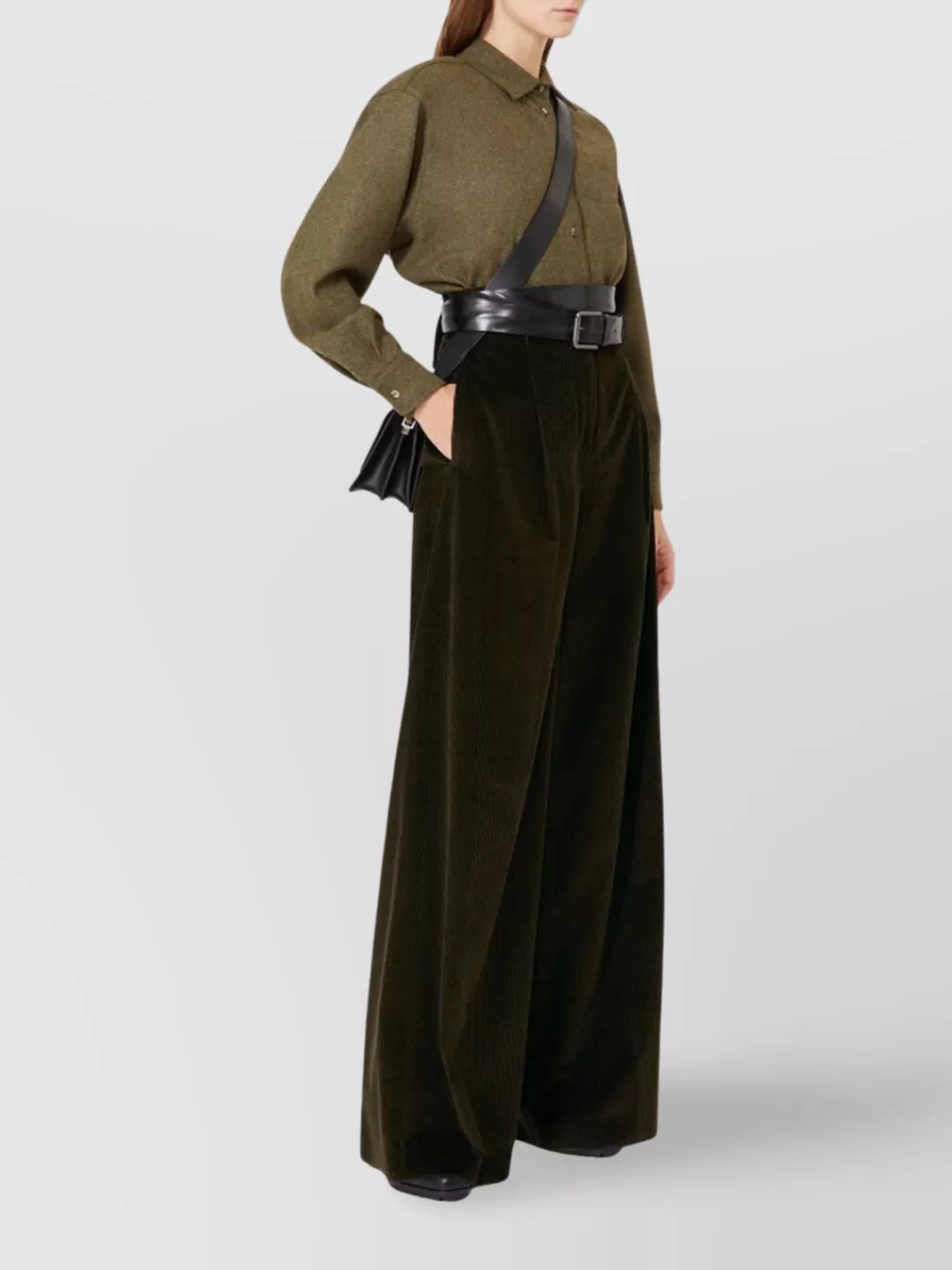 Max Mara High Waist Loose Fit Wide Leg Trousers In Black