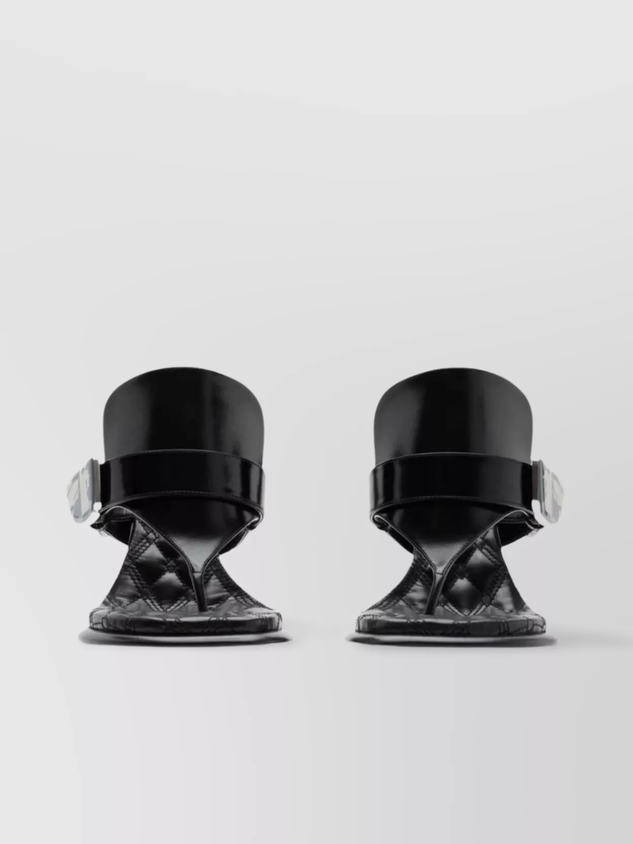 Burberry Leather Sandals With Buckle Detail And Square Toe