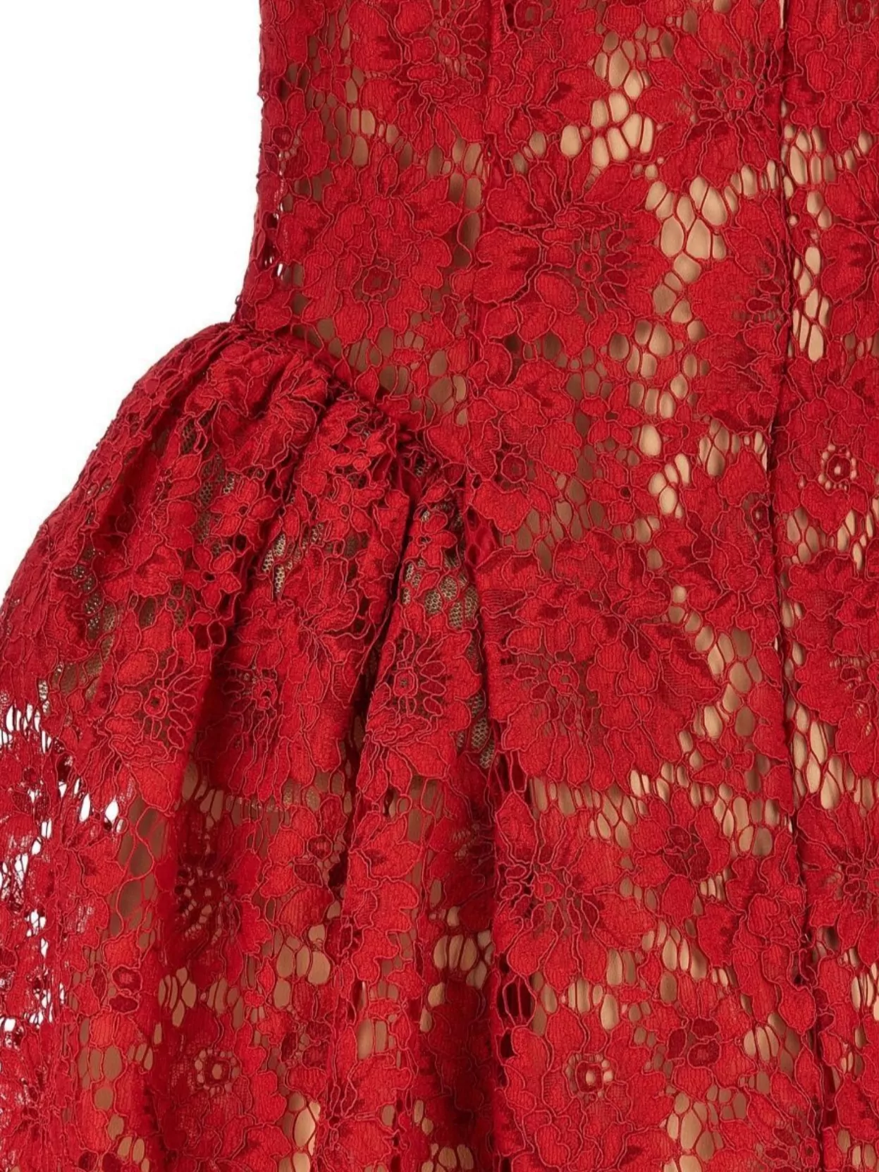 Self-portrait Red Fine Lace Pearl Mini Dresses Red