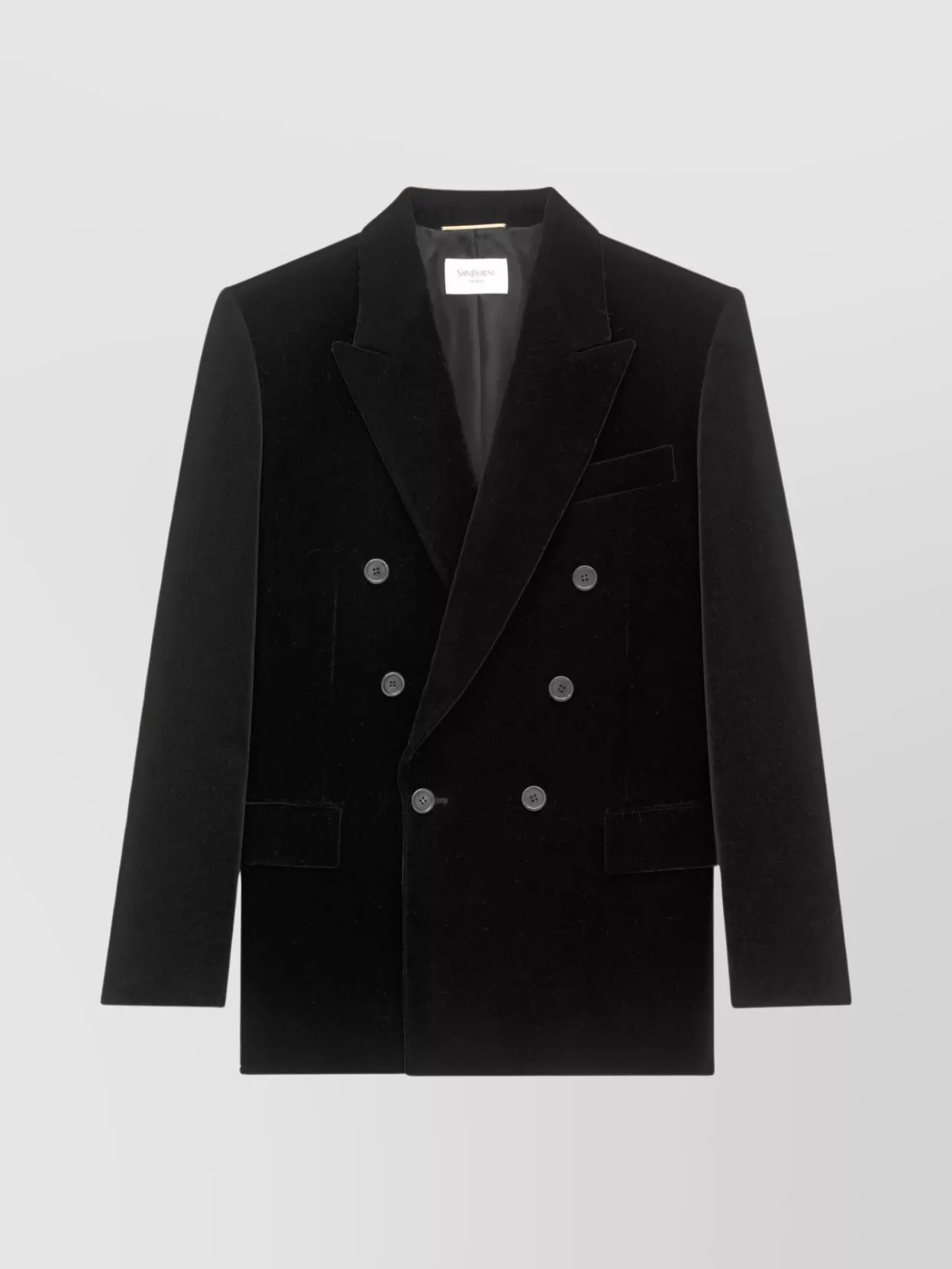 Saint Laurent Velvet Double-breasted Jacket Button Detailing