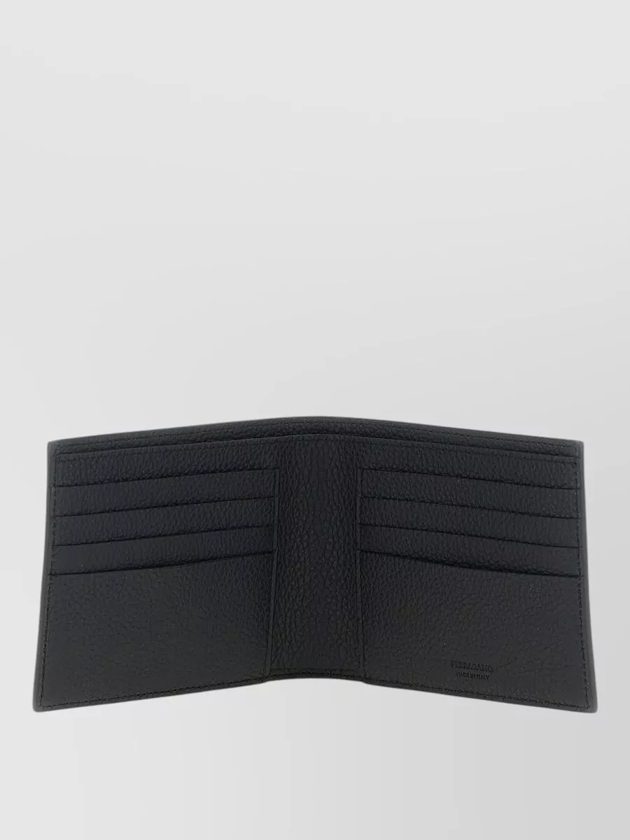 Ferragamo Monogram Leather Wallet Textured Finish