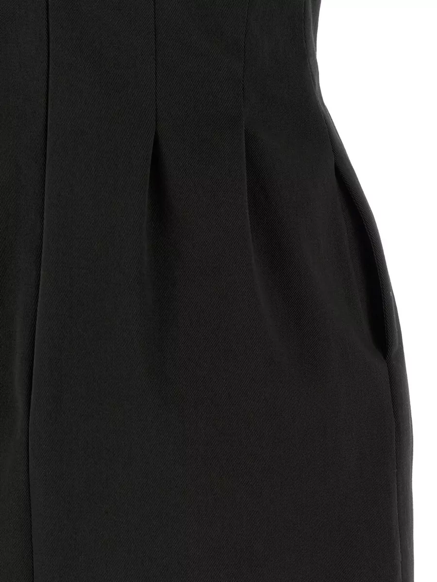 Elisabetta Franchi Metal Detail Sleeveless V Neck Pleated Dress