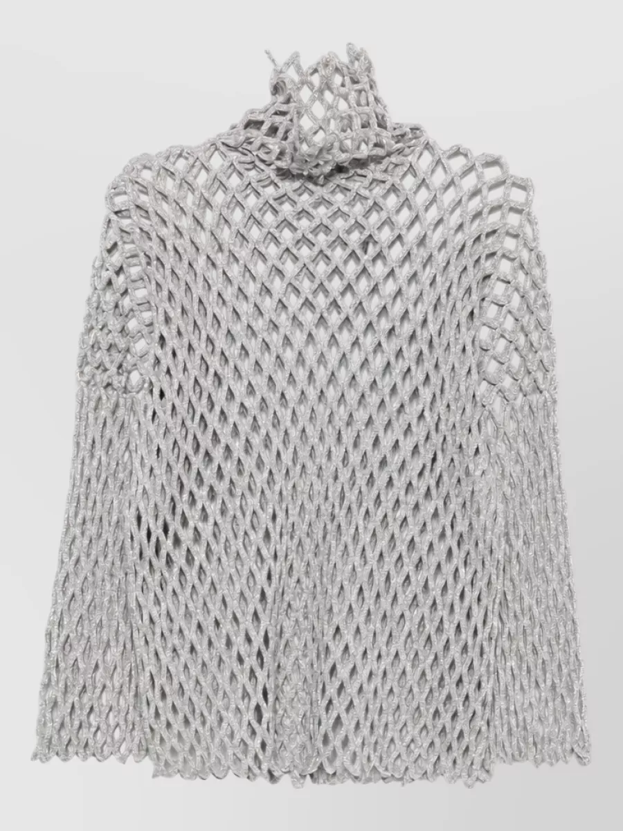 Sportmax Open-Knit Turtleneck Wool Sweater