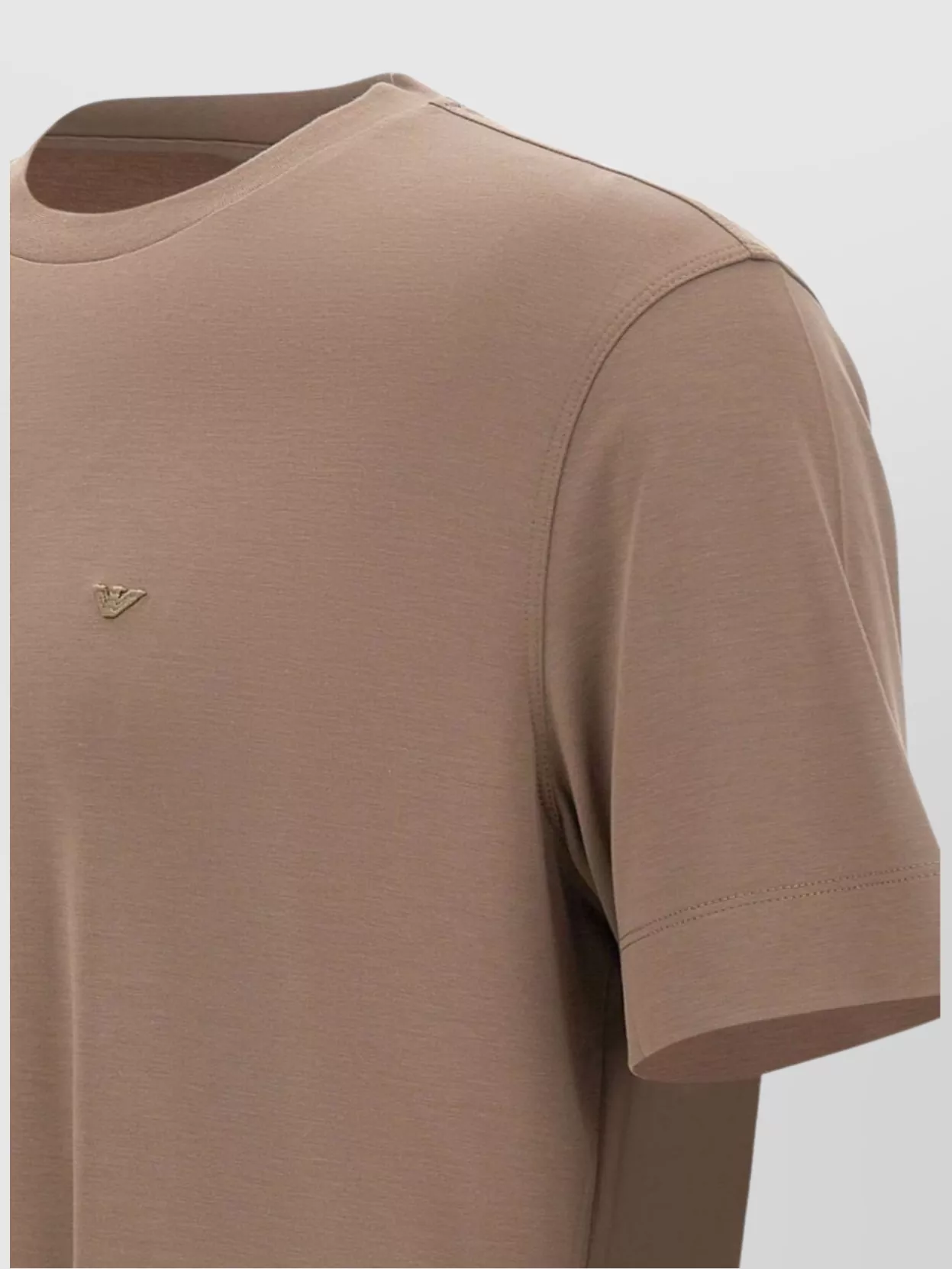 Emporio Armani Crew Neck Micro Eagle Embroidery T-shirt In Brown
