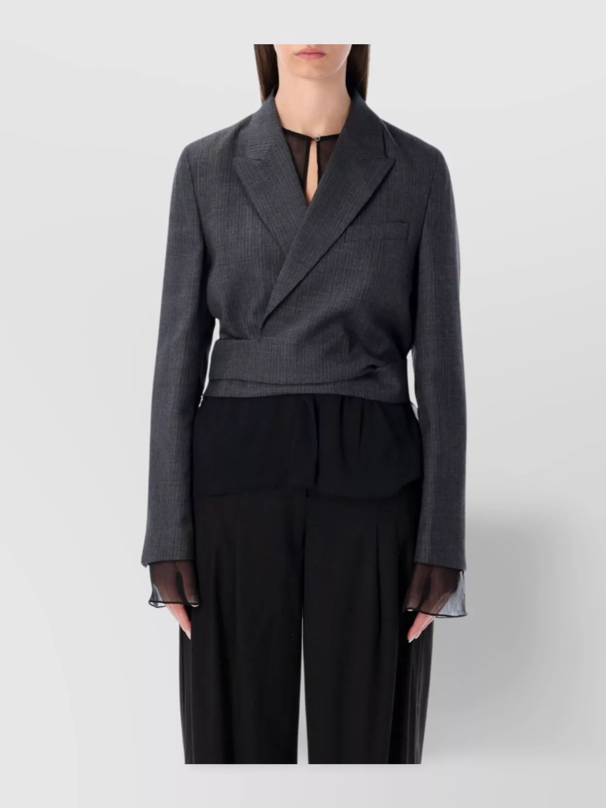 Our Legacy Smoke Grey Wrap Blazer In Micro Herringbone In Gray