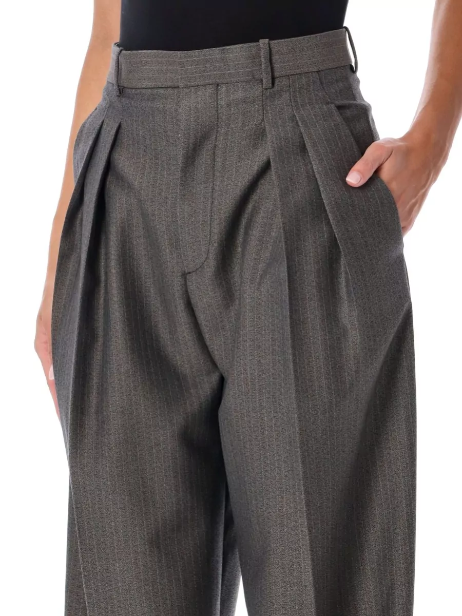 Bottega Veneta Striped High-Rise Wide-Leg Suit Trousers