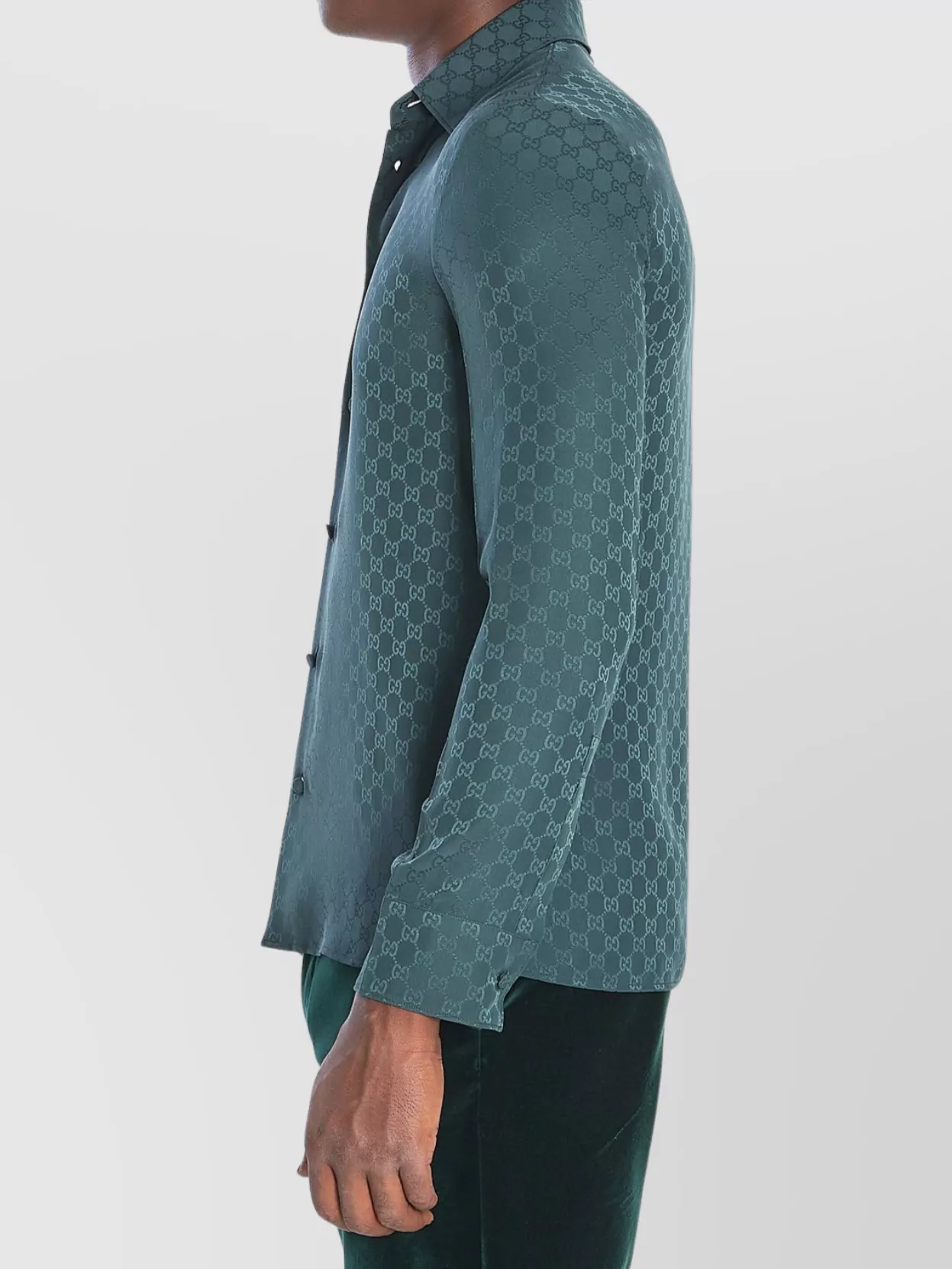 Gucci Silk Jacquard Long Sleeve Shirt