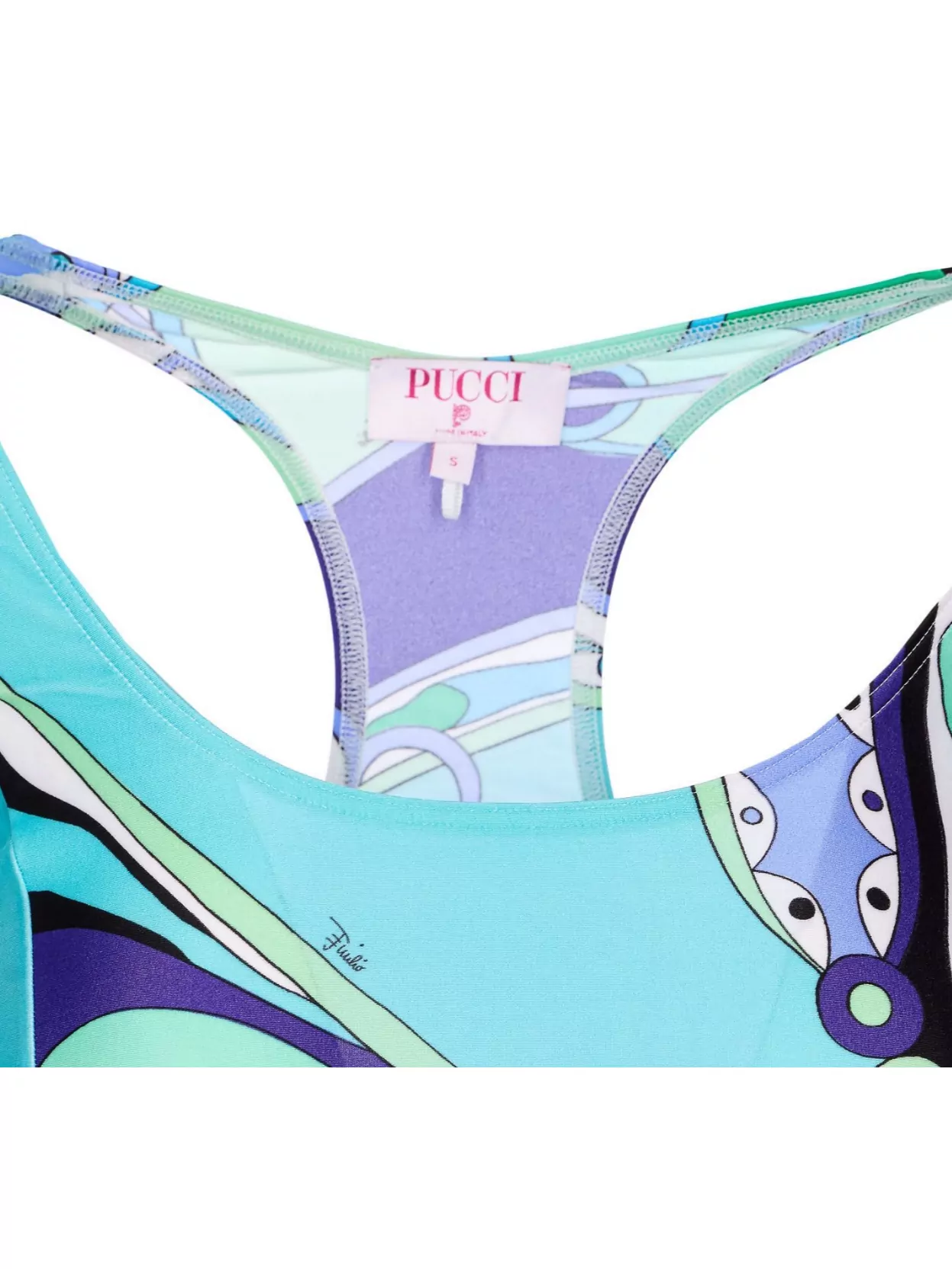 Emilio Pucci Crop Racerback Sleeveless Scoop Printed Top