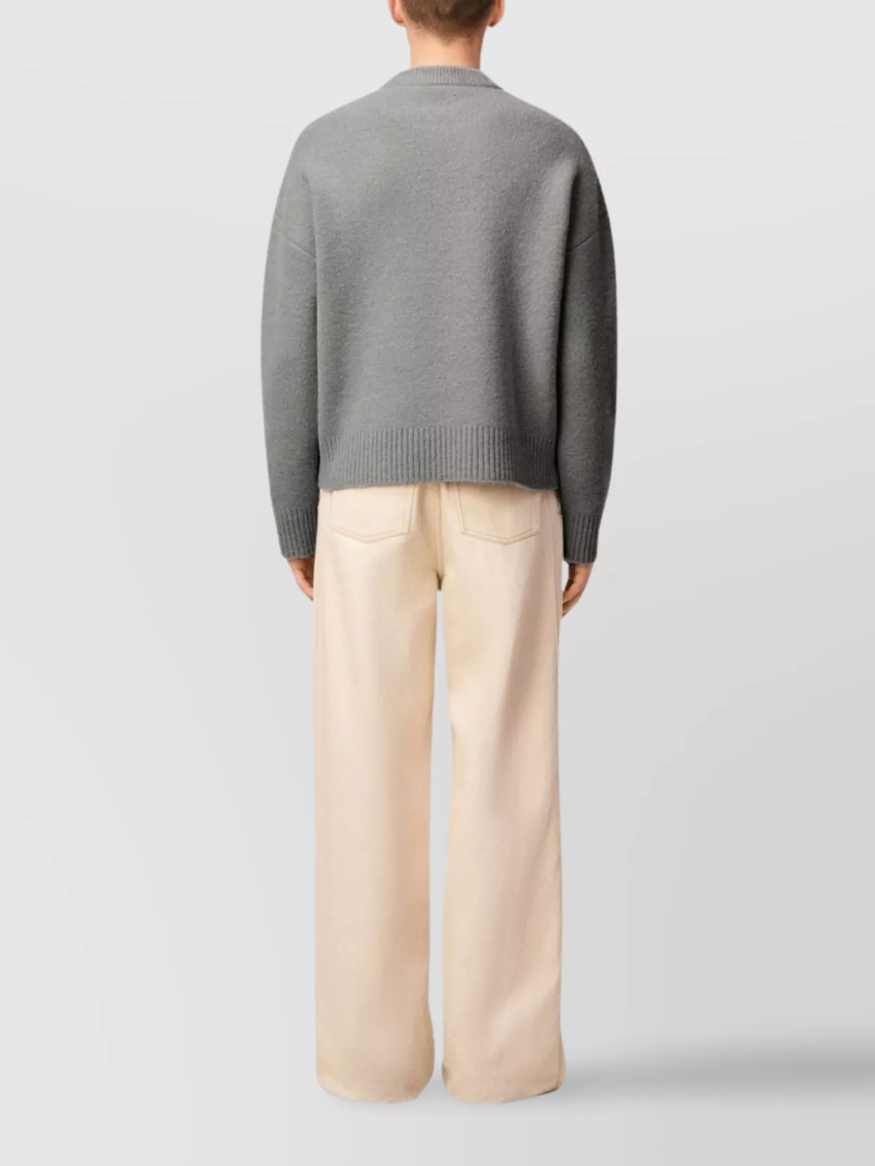 Ami Paris Ribbed Crewneck Sweater With Long Sleeves