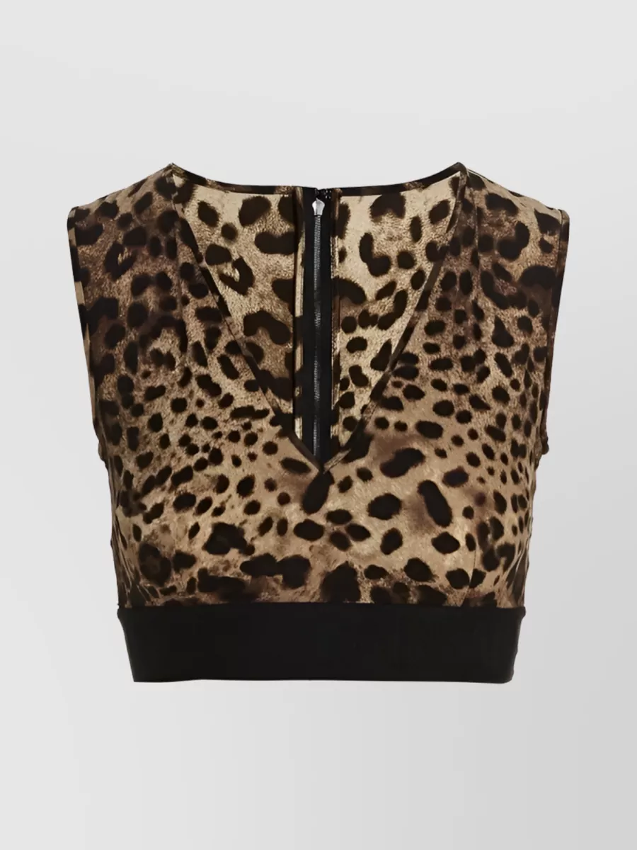 Shop Dolce & Gabbana Leopard Print Sleeveless Top In Brown