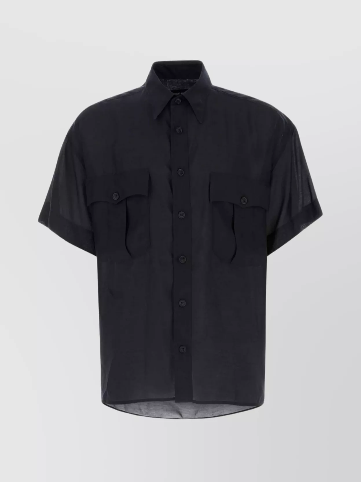 GIORGIO ARMANI LYOCELL BLEND SHIRT WITH SHORT SLEEVES AND CHEST POCKETS