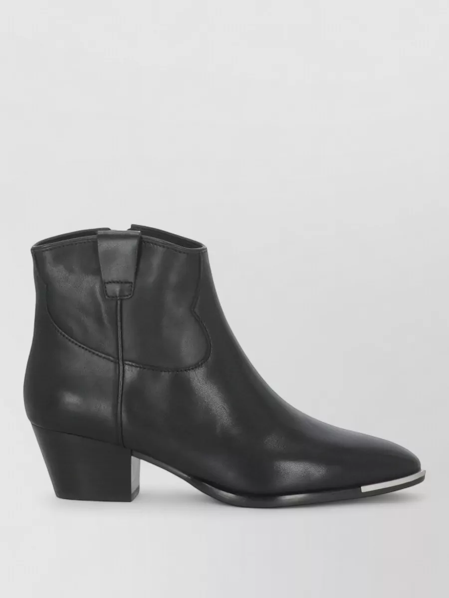 Ash Leather Ankle Boots Arrow Toe Metal Detail