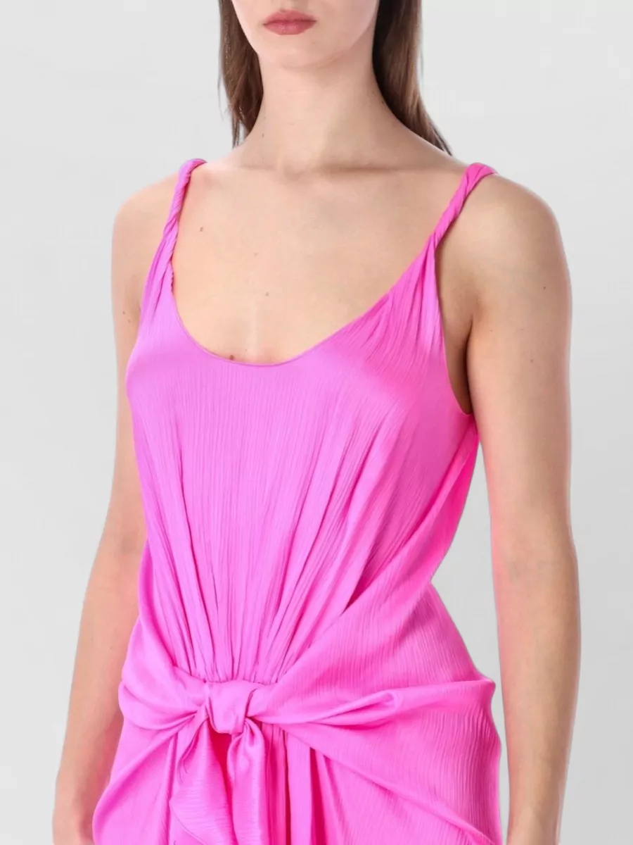 Jw Anderson Front Knot Pleated Maxi V Neck Dress