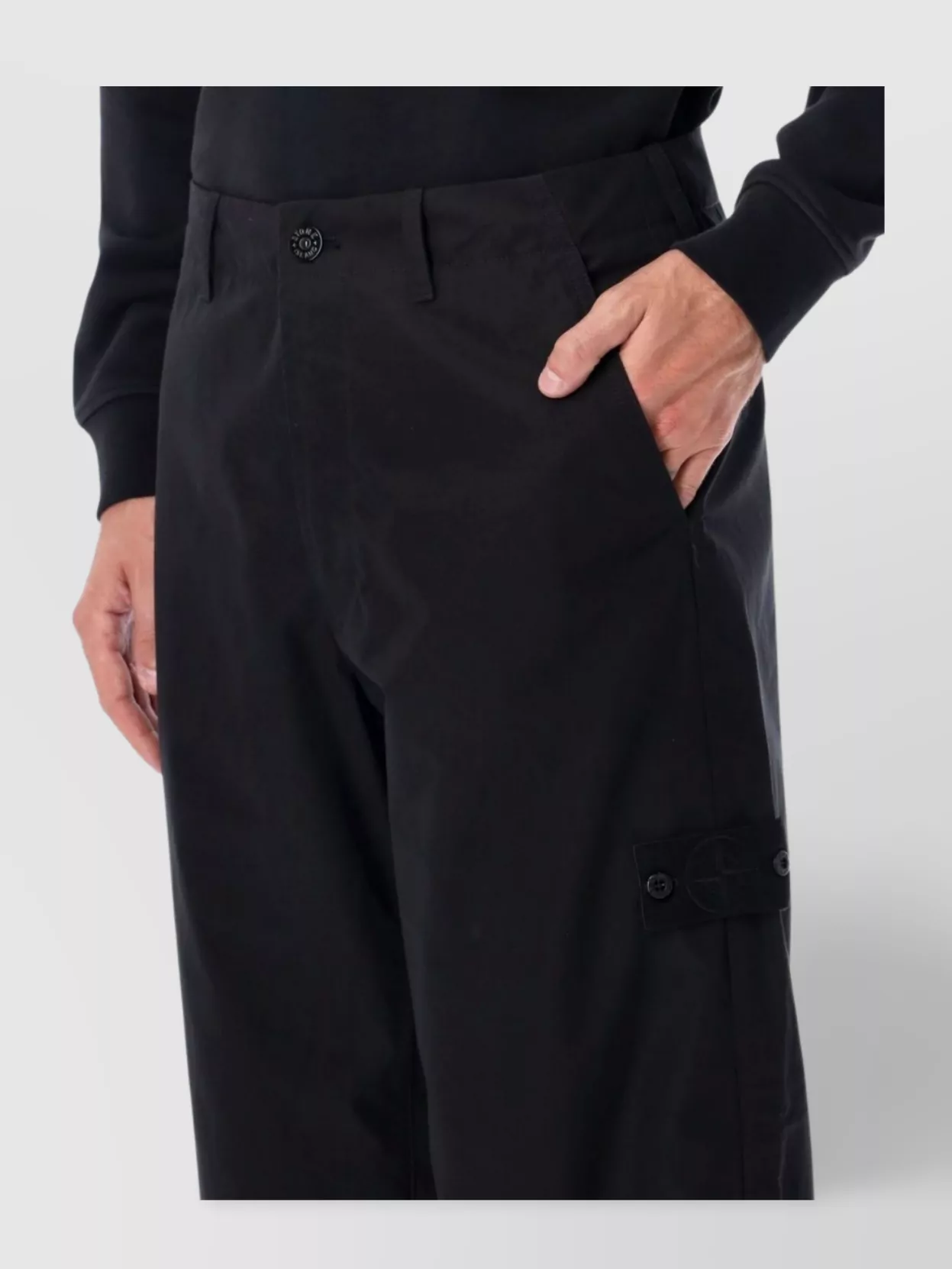 Stone Island Organic Cotton Canvas Straight Leg Trousers