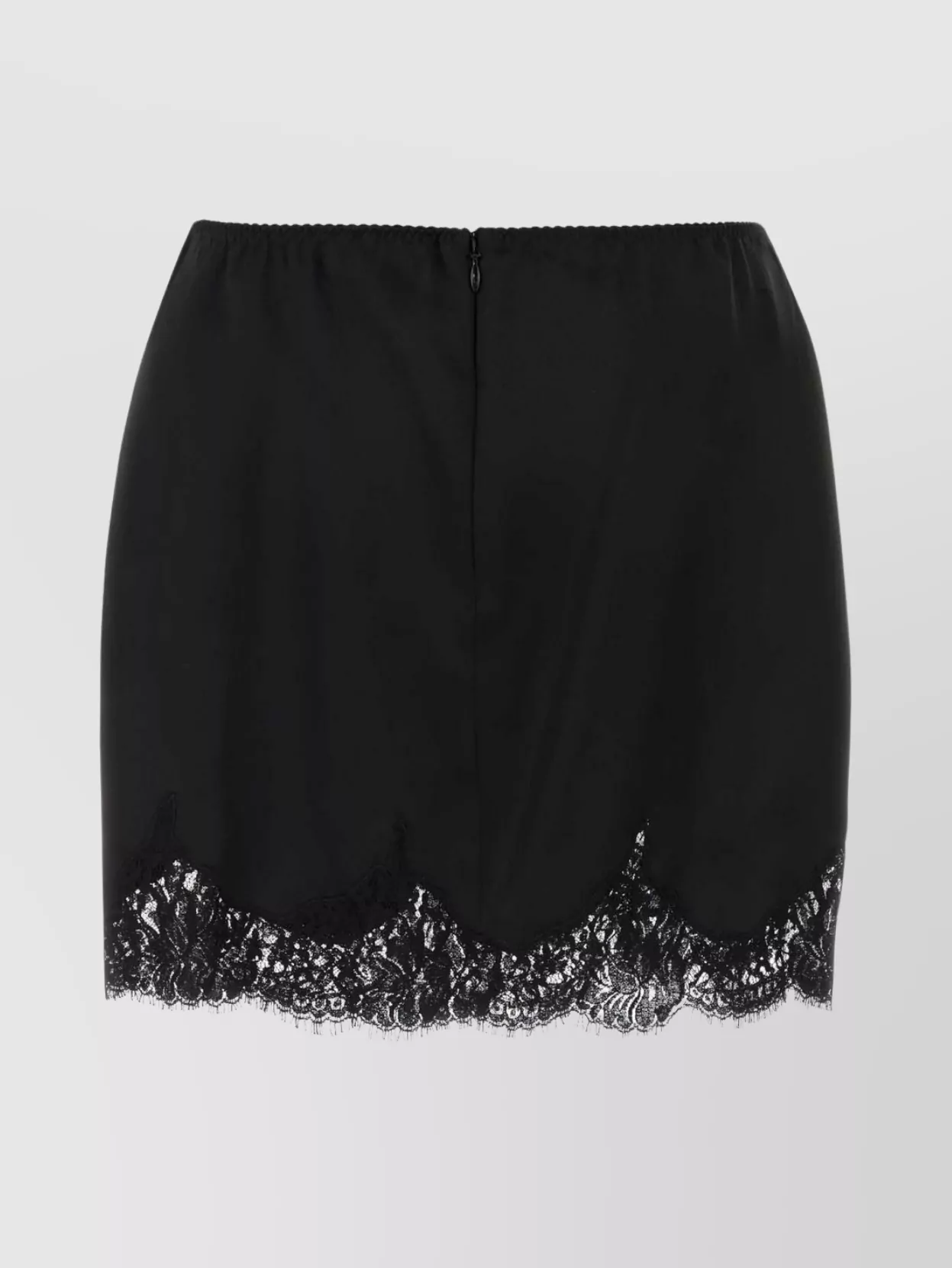 Dolce & Gabbana Mini Skirt With Scalloped Hem And Lace Trim In Brown
