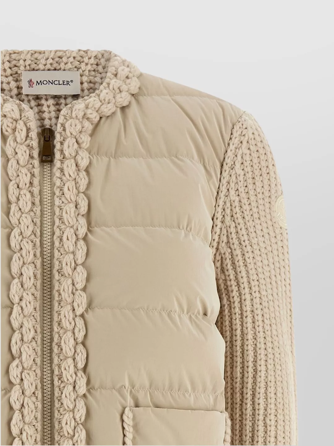 Moncler Padded Cardigan Sweaters And Cardigans Beige In Neutral
