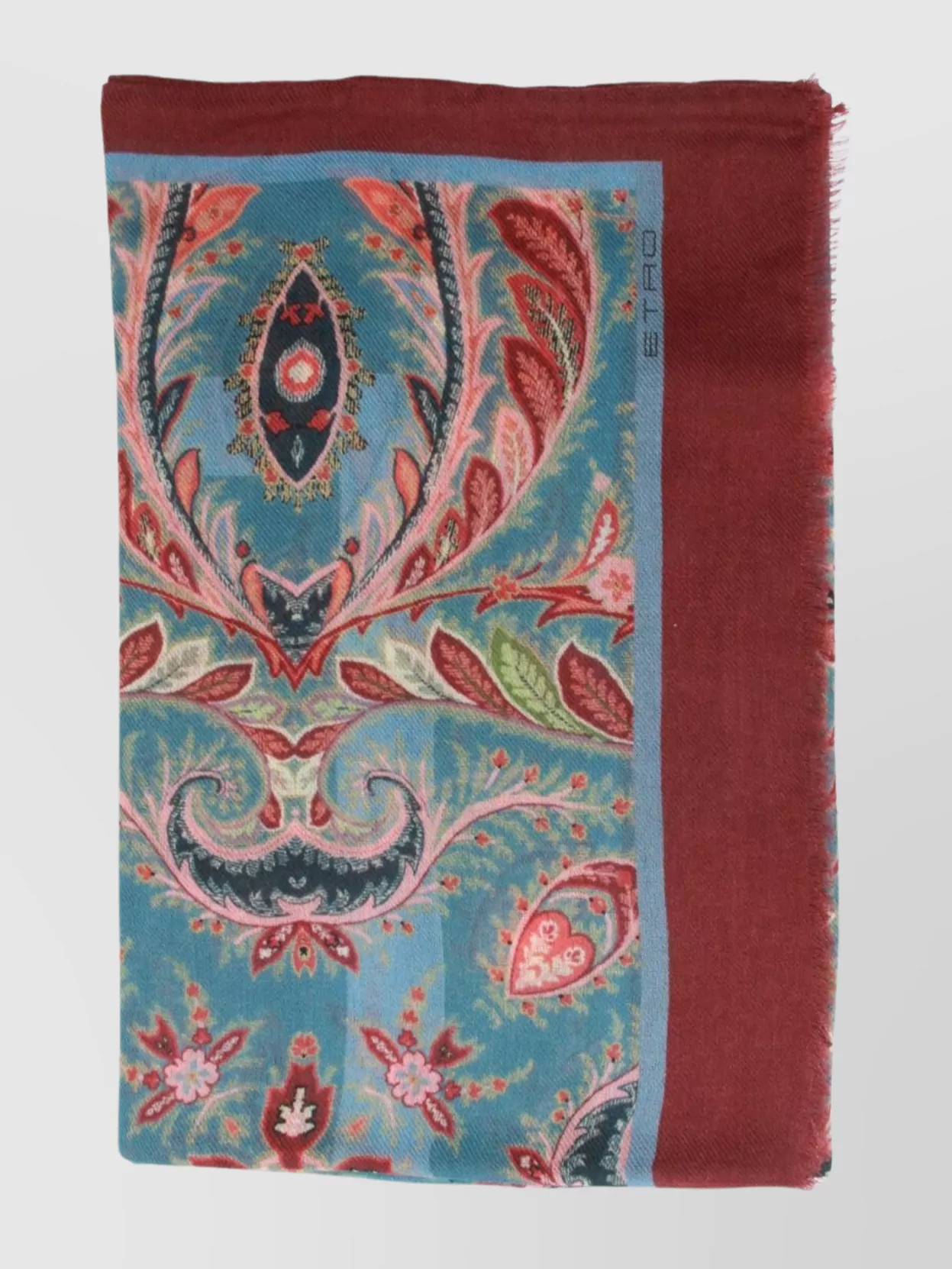 Etro Fringed Edges Paisley Pattern Scarf In Burgundy