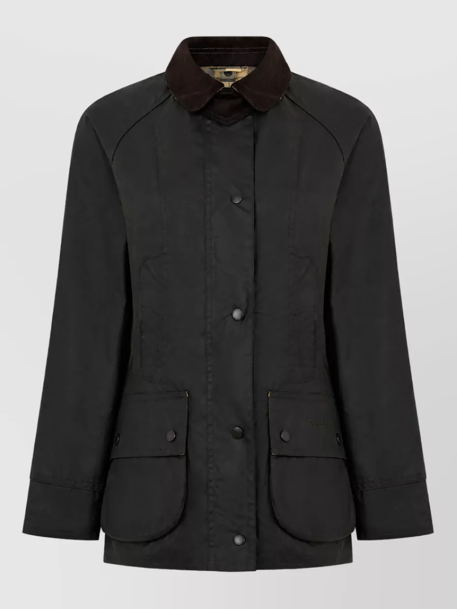 Barbour Waxed cotton high-collar fitted jacket