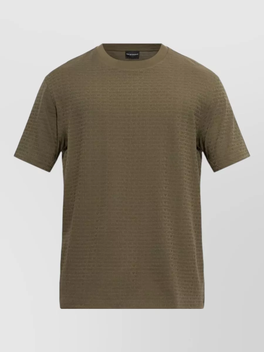 Emporio Armani Cotton Fine-Knit Regular-Fit Logo-Jacquard Short-Sleeve T-Shirt