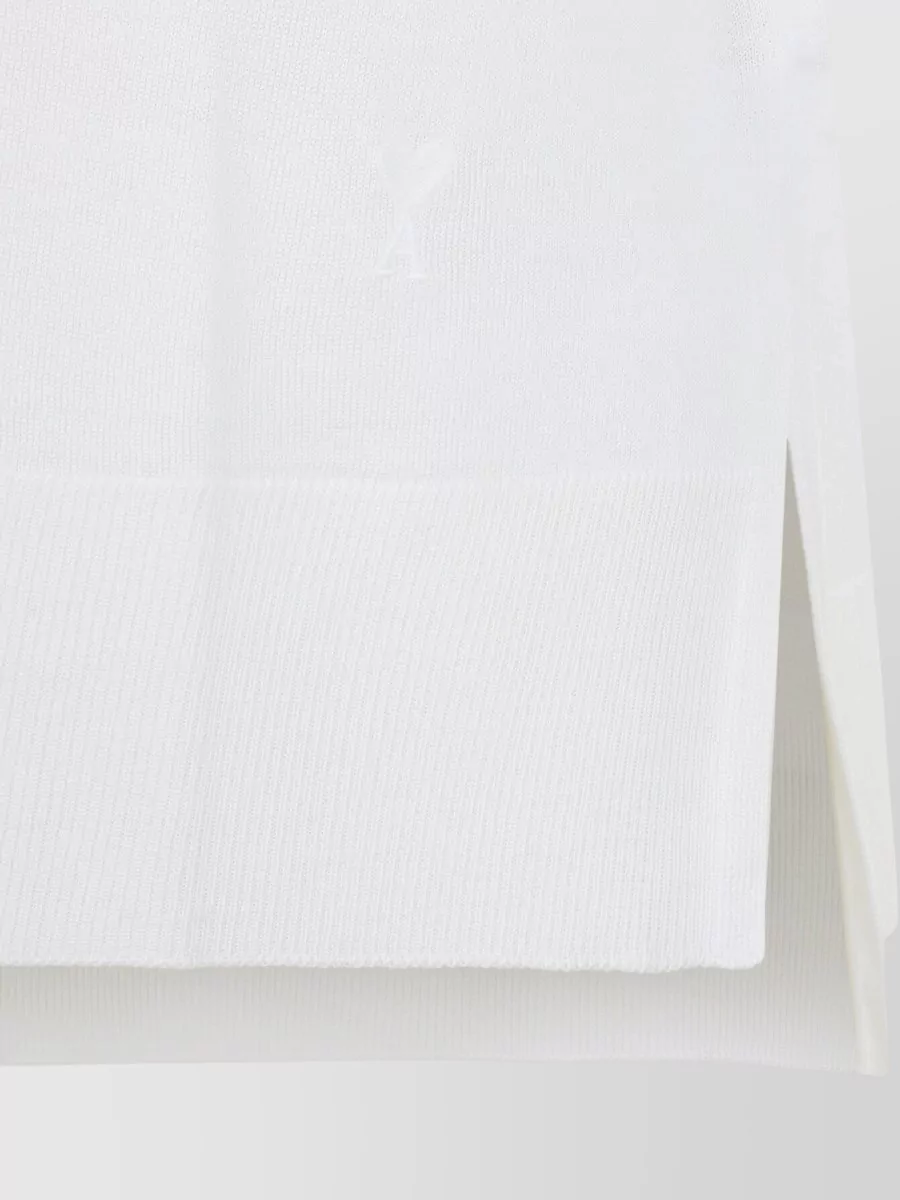 Ami Paris Silk Virgin Wool Short-Sleeve Polo Shirt