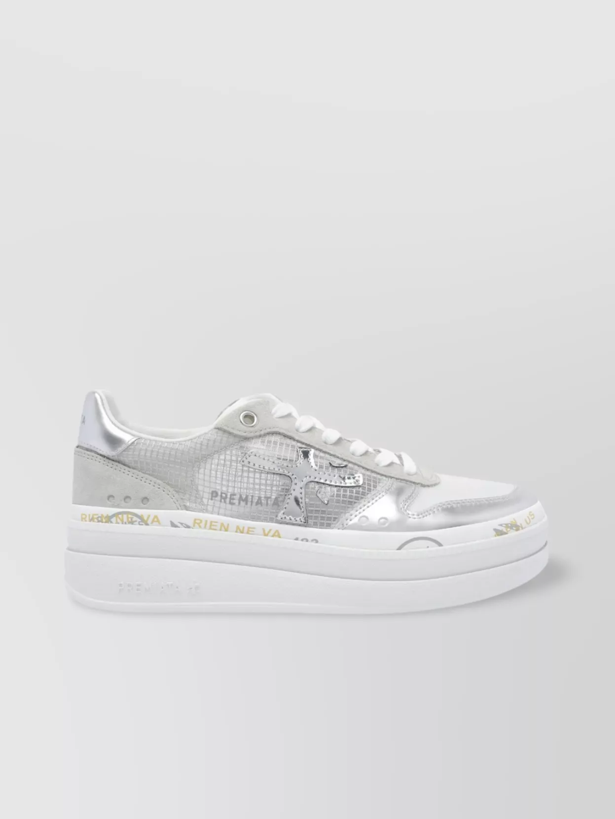 Premiata Low Top Leather Sneakers With Metallic Accents