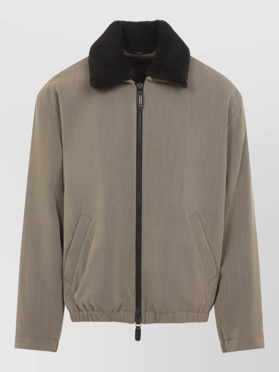 Giorgio Armani shearling collar padded blouson jacket