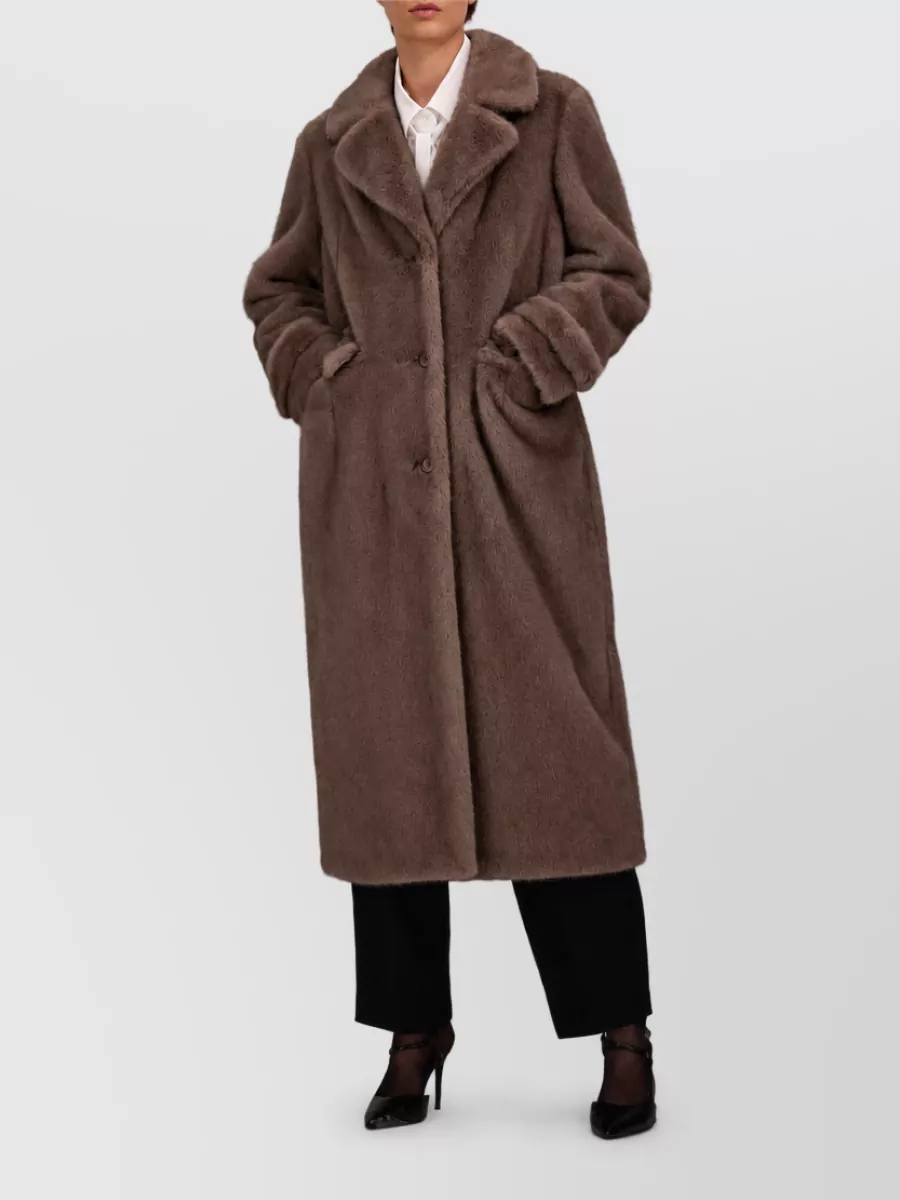 Herno Faux Fur Single-Breasted Midi Coat