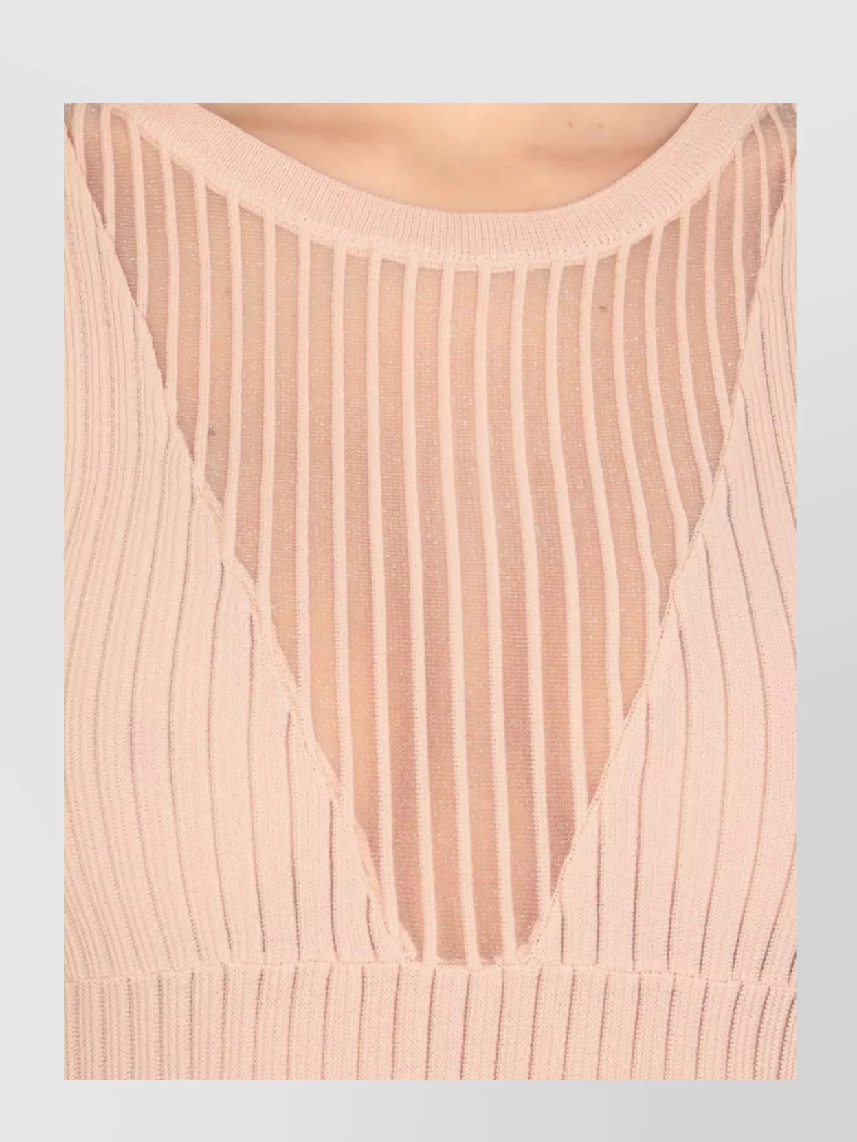 Pinko Ribbed Viscose Blend Dress With Sheer Panels
