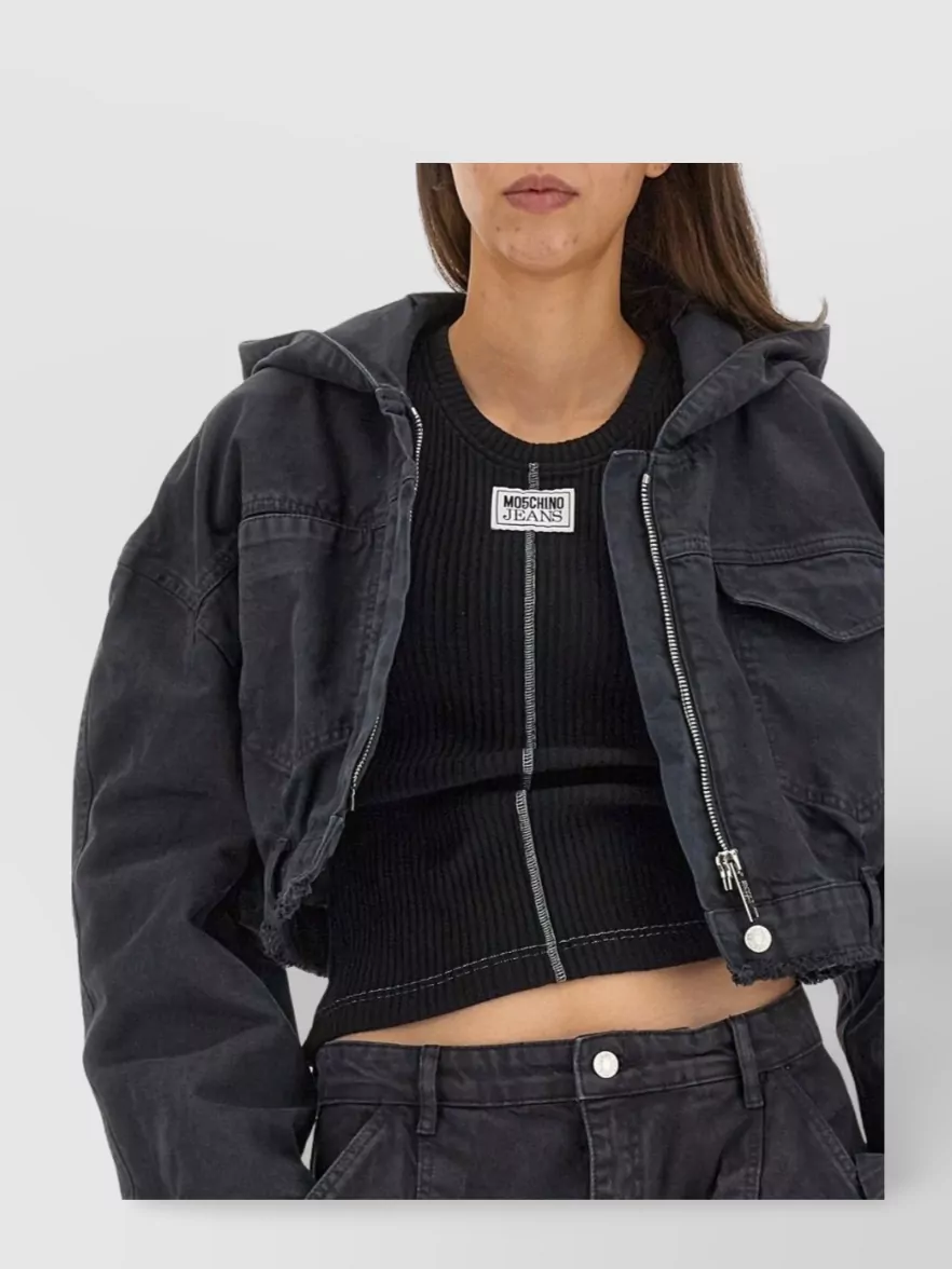 Moschino Short Jacket With Elastic Waistband And Hood