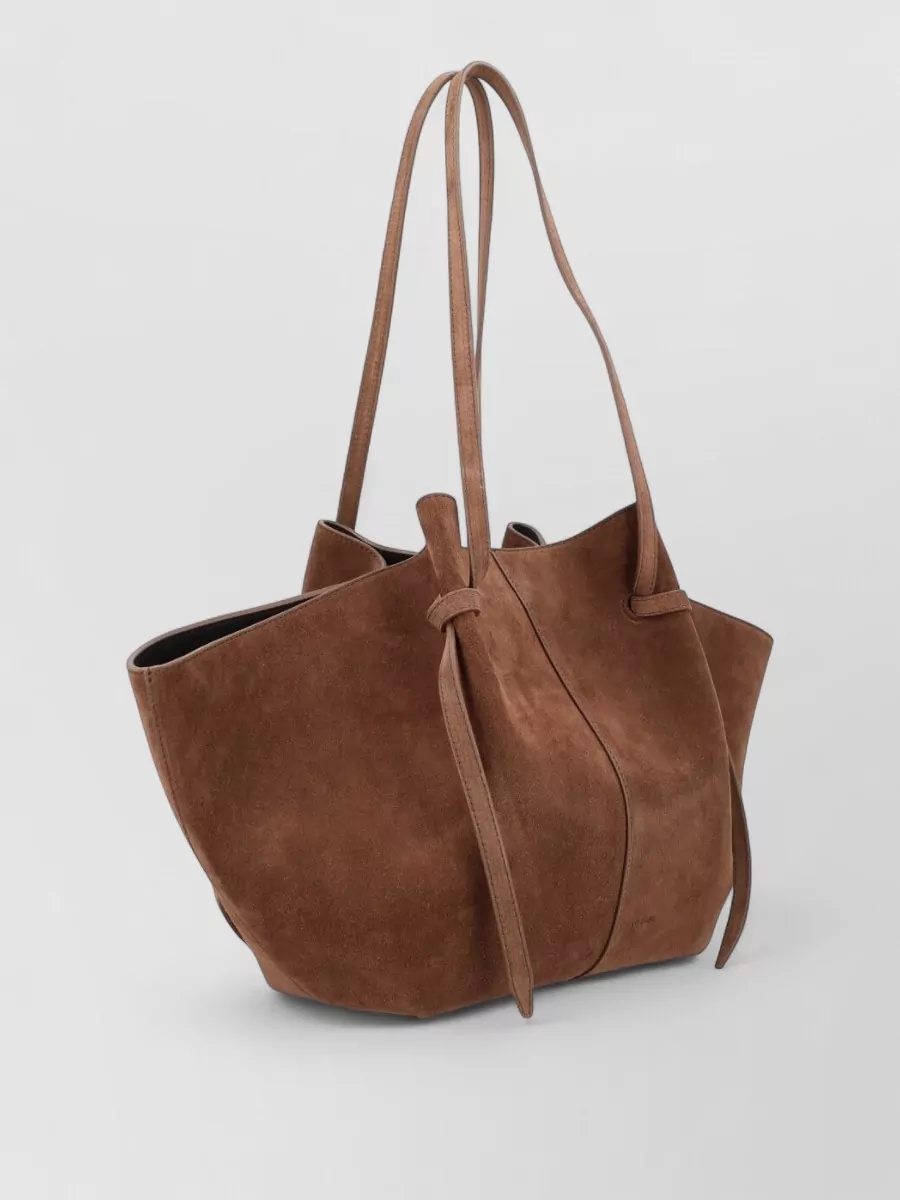 Yuzefi Mochi Shoulder Bag Double Handles Suede In Black