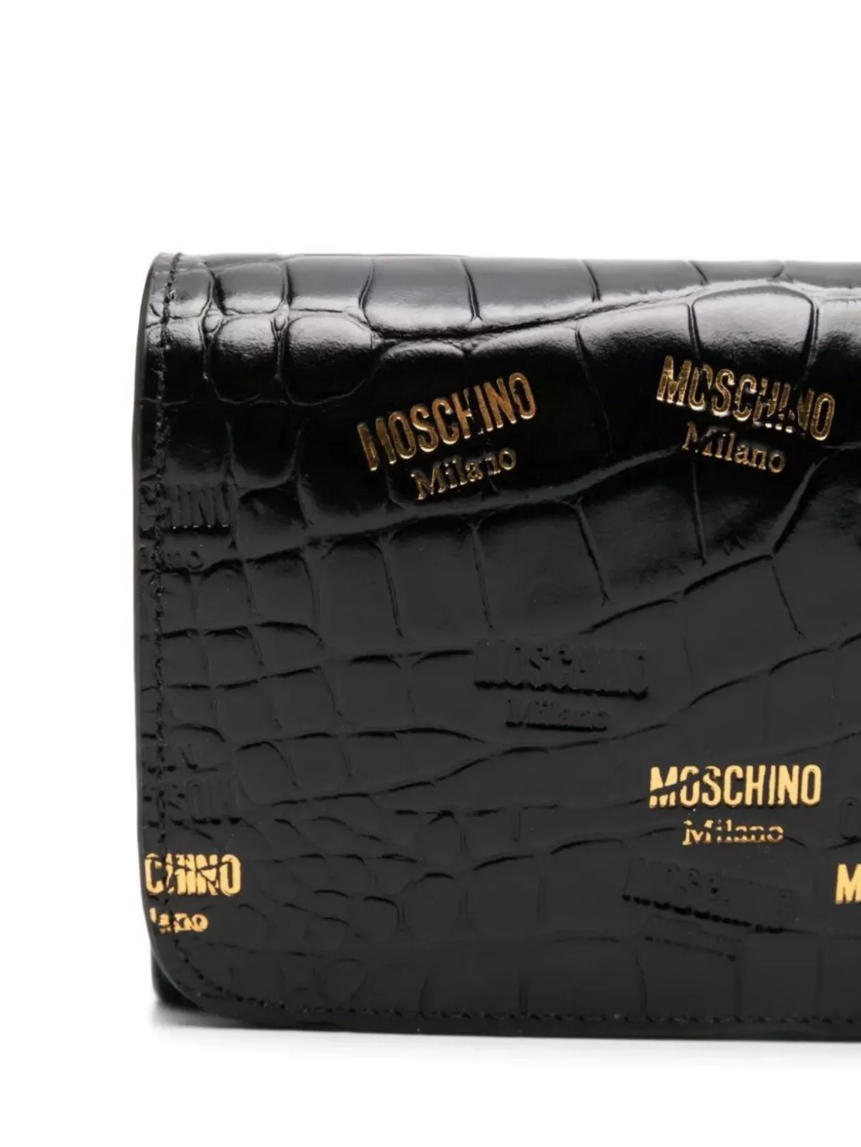Moschino Croc Print Chain Shoulder Bag