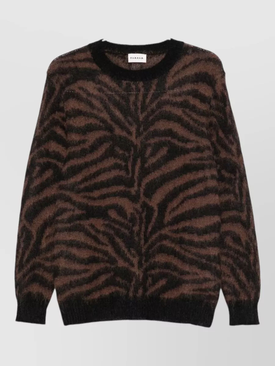 Parosh zebra-print crewneck jumper