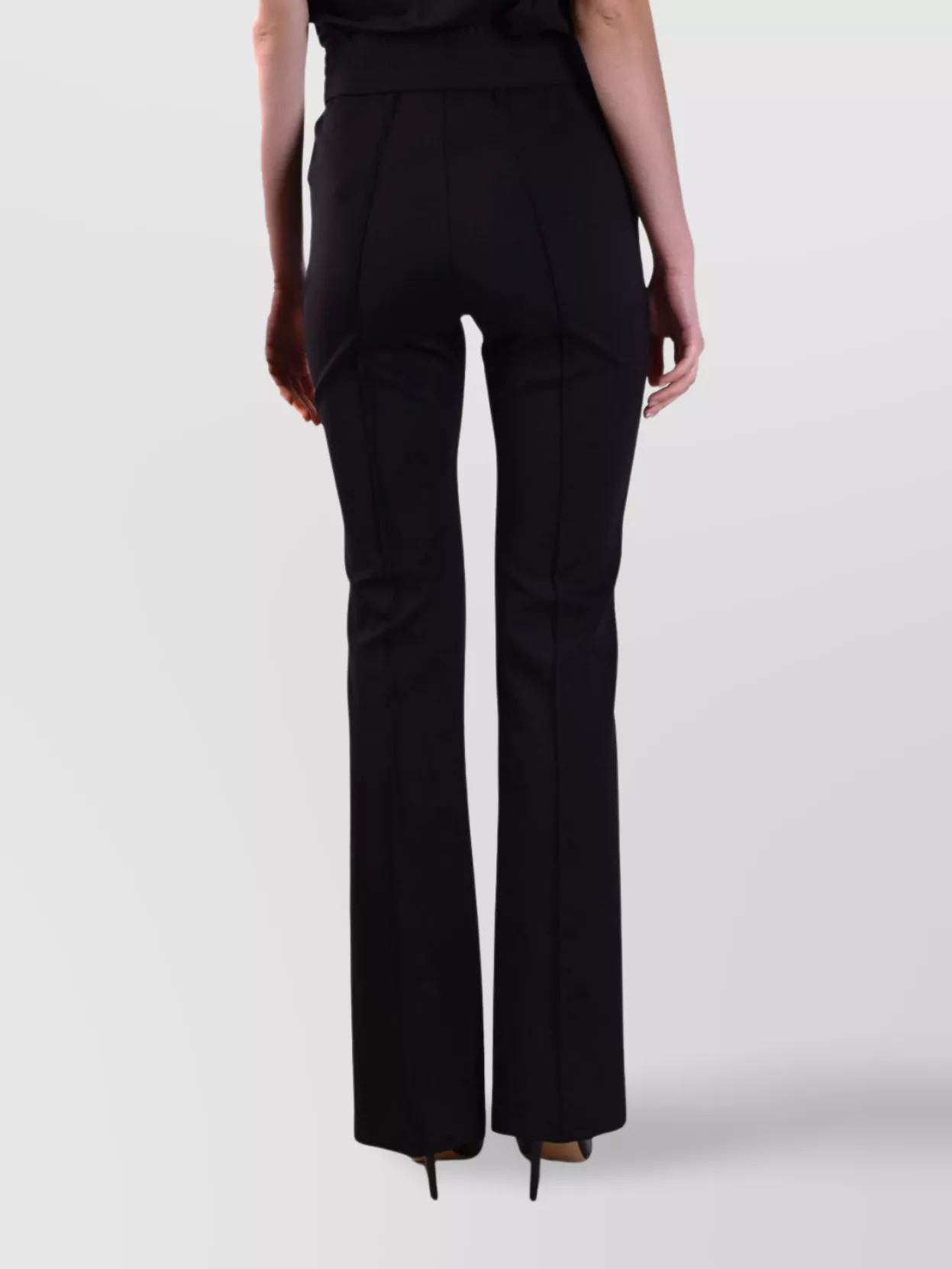 Off-white Elastic Waistband Straight Leg Trousers In Black