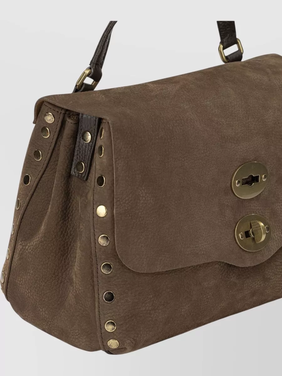 Zanellato Leather Studded Top Handle Shoulder Bag