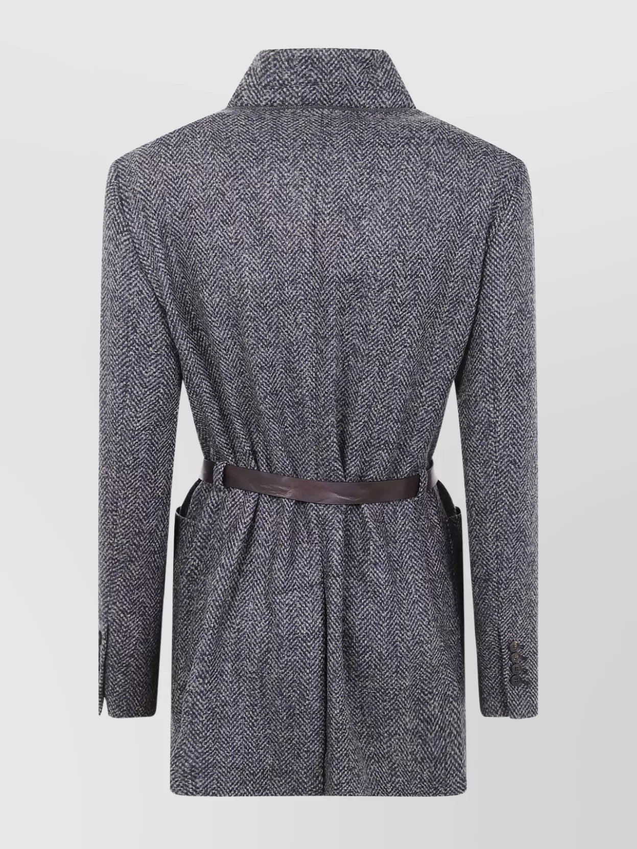 Brunello Cucinelli Herringbone Monili Wool-blend Tweed Blazer In Gray